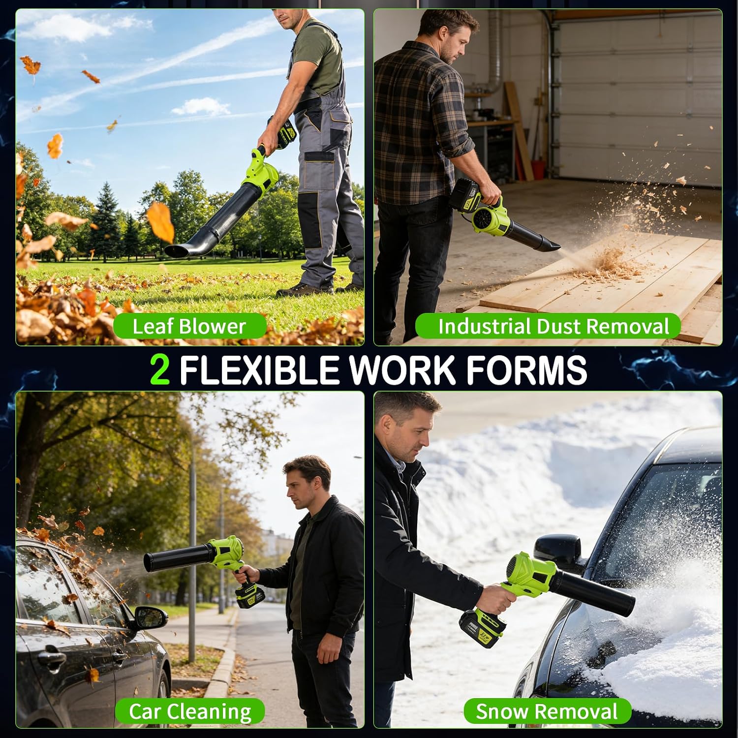 Detalle de Cordless leaf blower with 4.0 Ah batteries