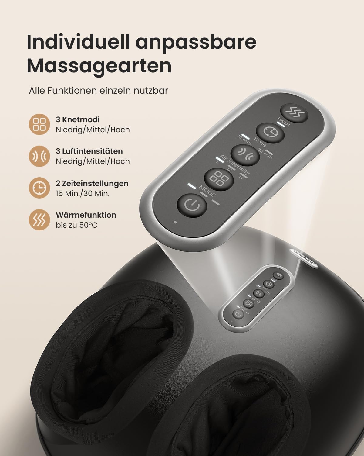 Thumbnail 5 de RENPHO Fußmassagegerät mit Wärme (2026) für Zehen & Fußgewölbe, Shiatsu, Flexibles Soft-Material – bis EU 46