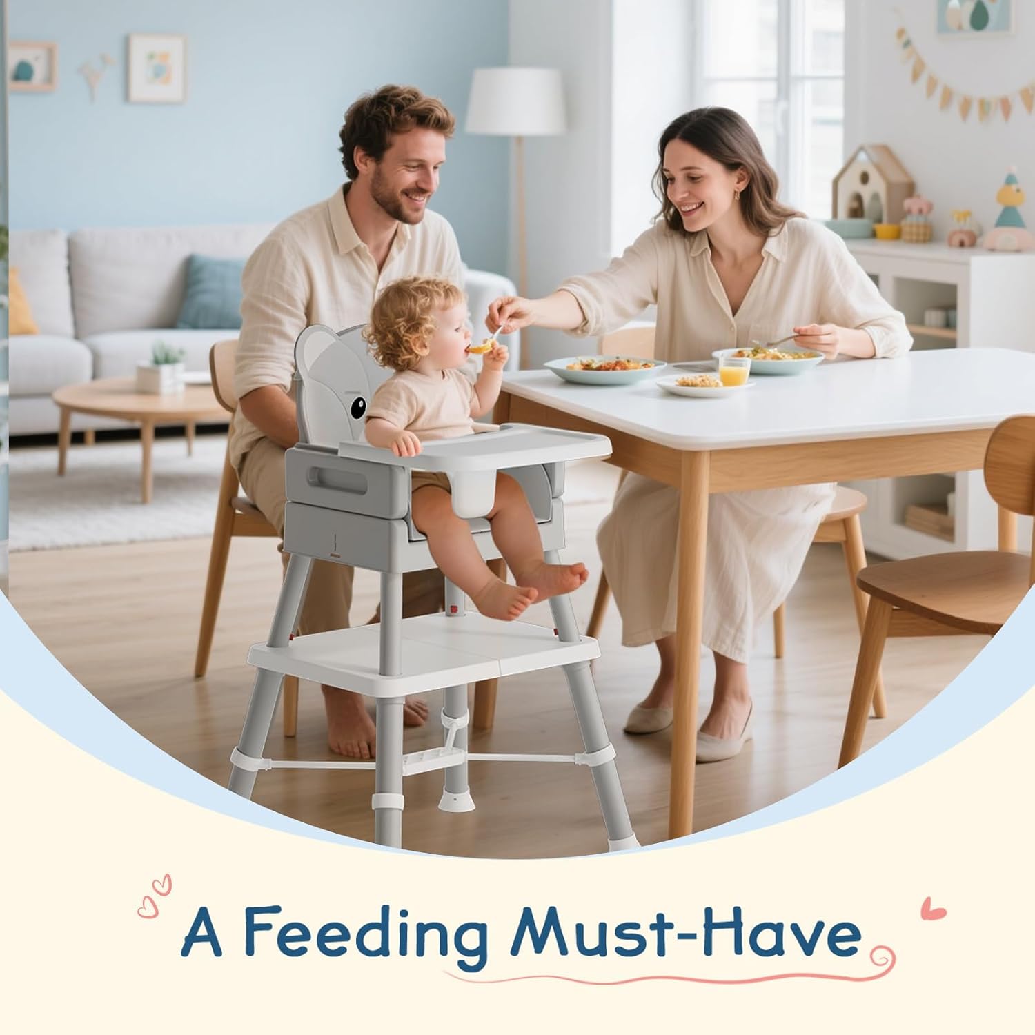 Detalle de COOSEYA 6 in 1 Seggiolone Papa: seggiolone evolutivo da 6 mesi a 3 anni, grigio