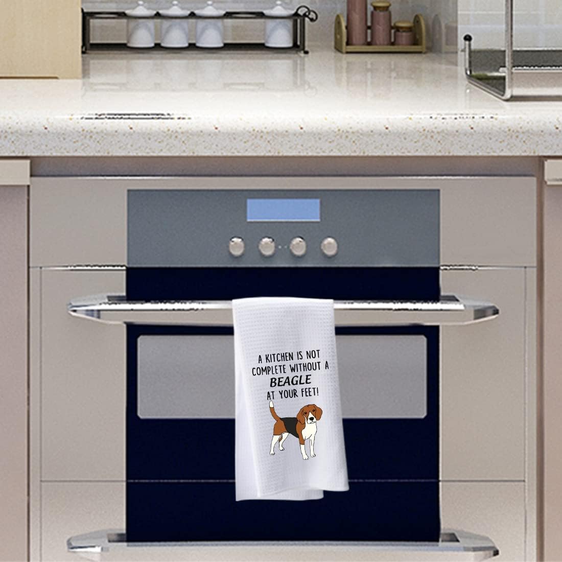 Detalle de Funny Beagle Dog Kitchen Towel – Waffle tea towel for beagle lovers (16" x 24")