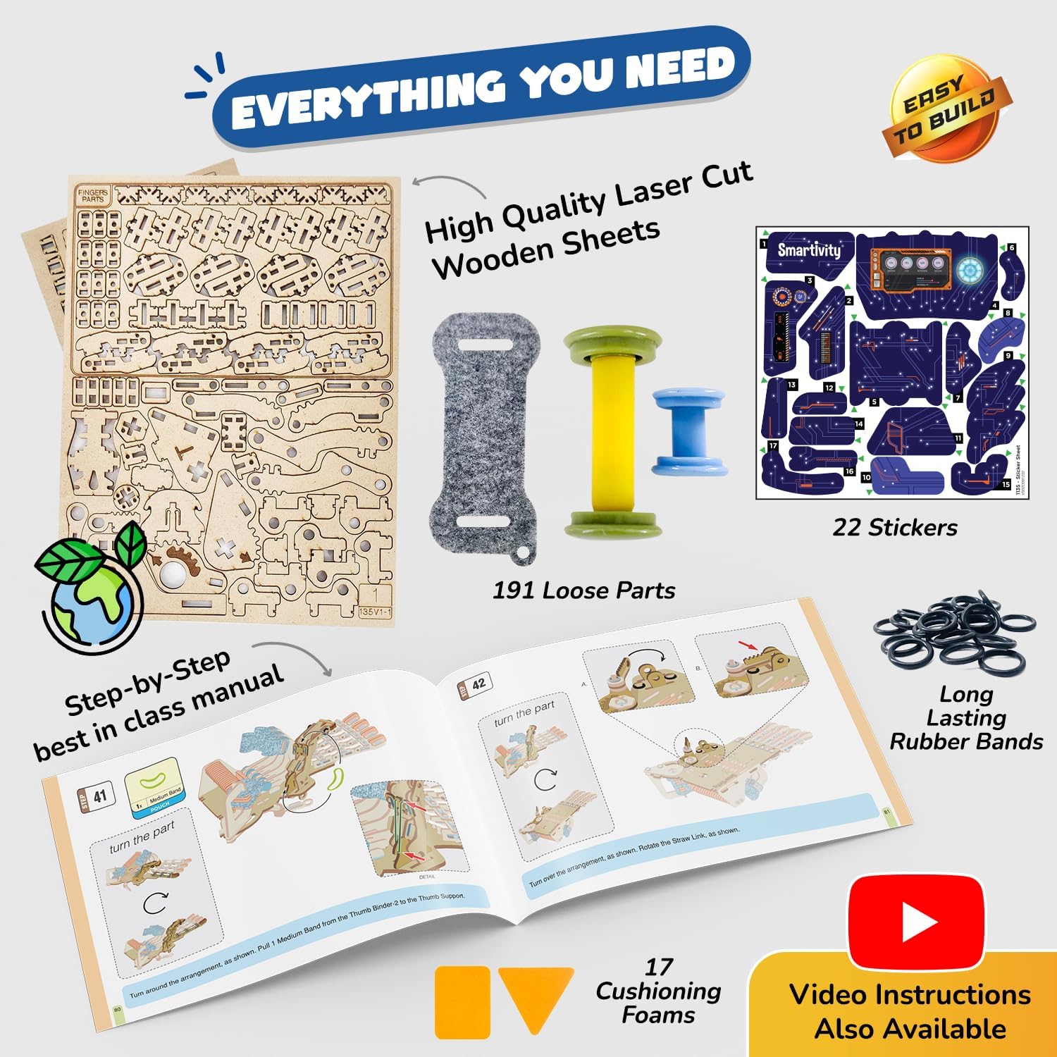 Thumbnail 4 de Smartivity DIY Robotic Mechanical Hand STEM Toy for Kids 8-14