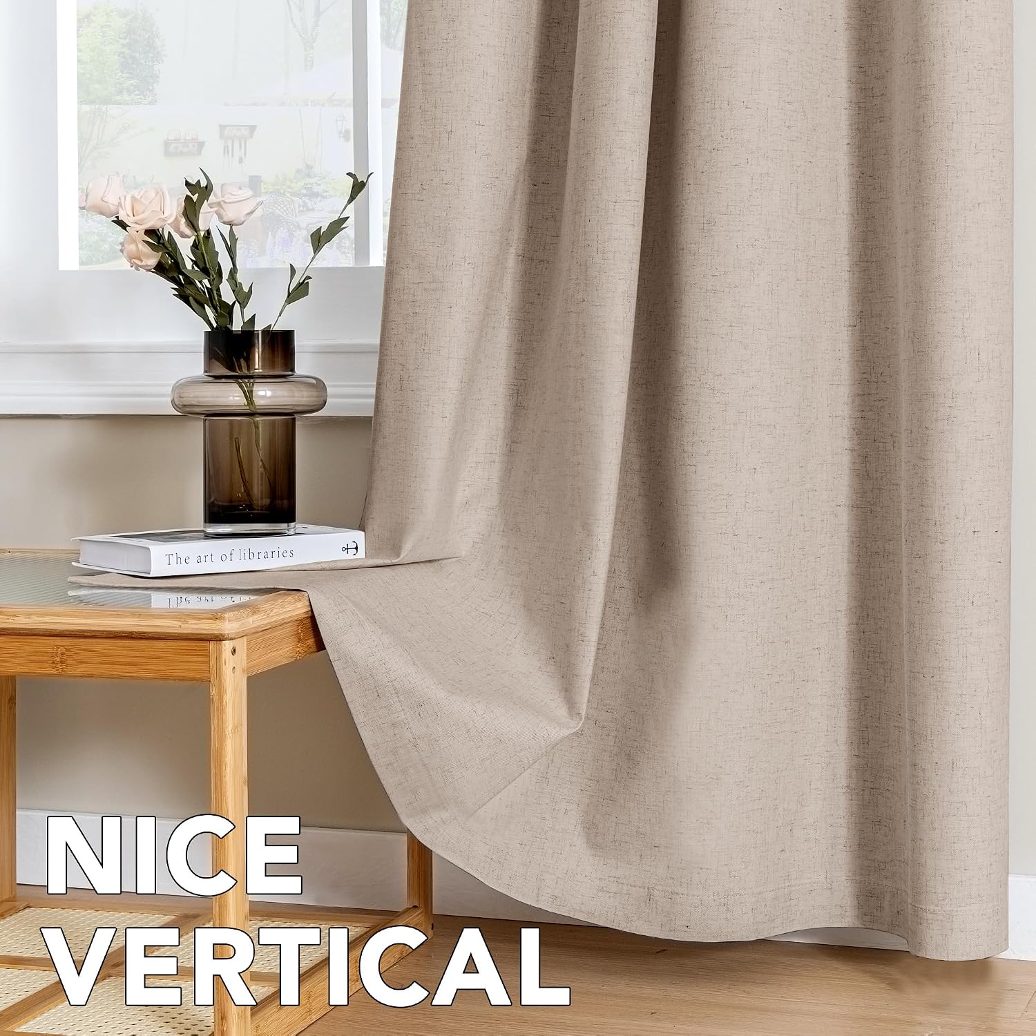 Thumbnail 6 de H.VERSAILTEX Linen 100% Opacity Blackout Curtains, 2 Panels, 102" Long with Nickel Grommets