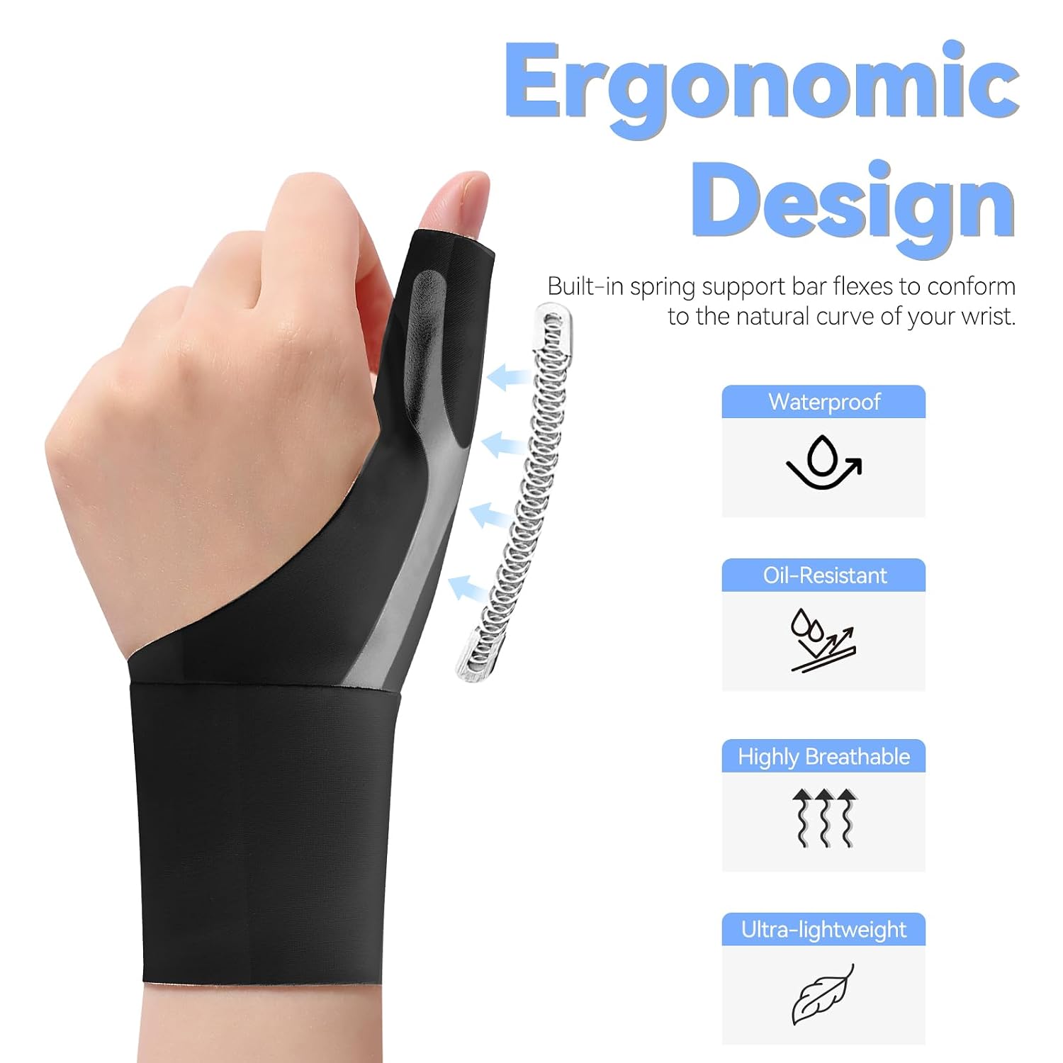 Thumbnail 2 de Goldeer 2Pcs Ergonomic Thumb Support for Arthritis – Adjustable Thumb Brace (M, Black) for Right and Left Hands