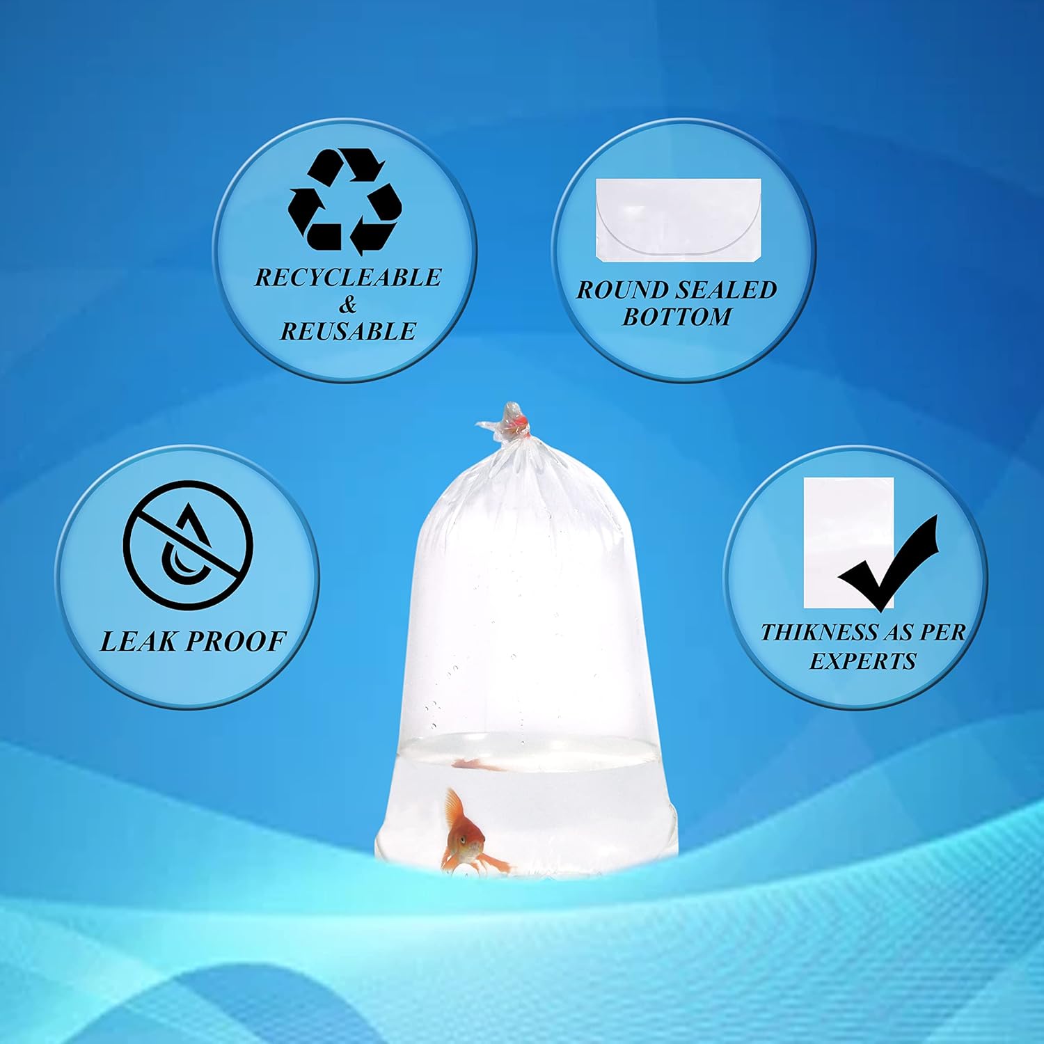 Detalle 2 de AlfaEx Fishery Bags 7" x 20" — Leak-Proof, Clear, Rounded-Bottom Bags (Pack of 25)