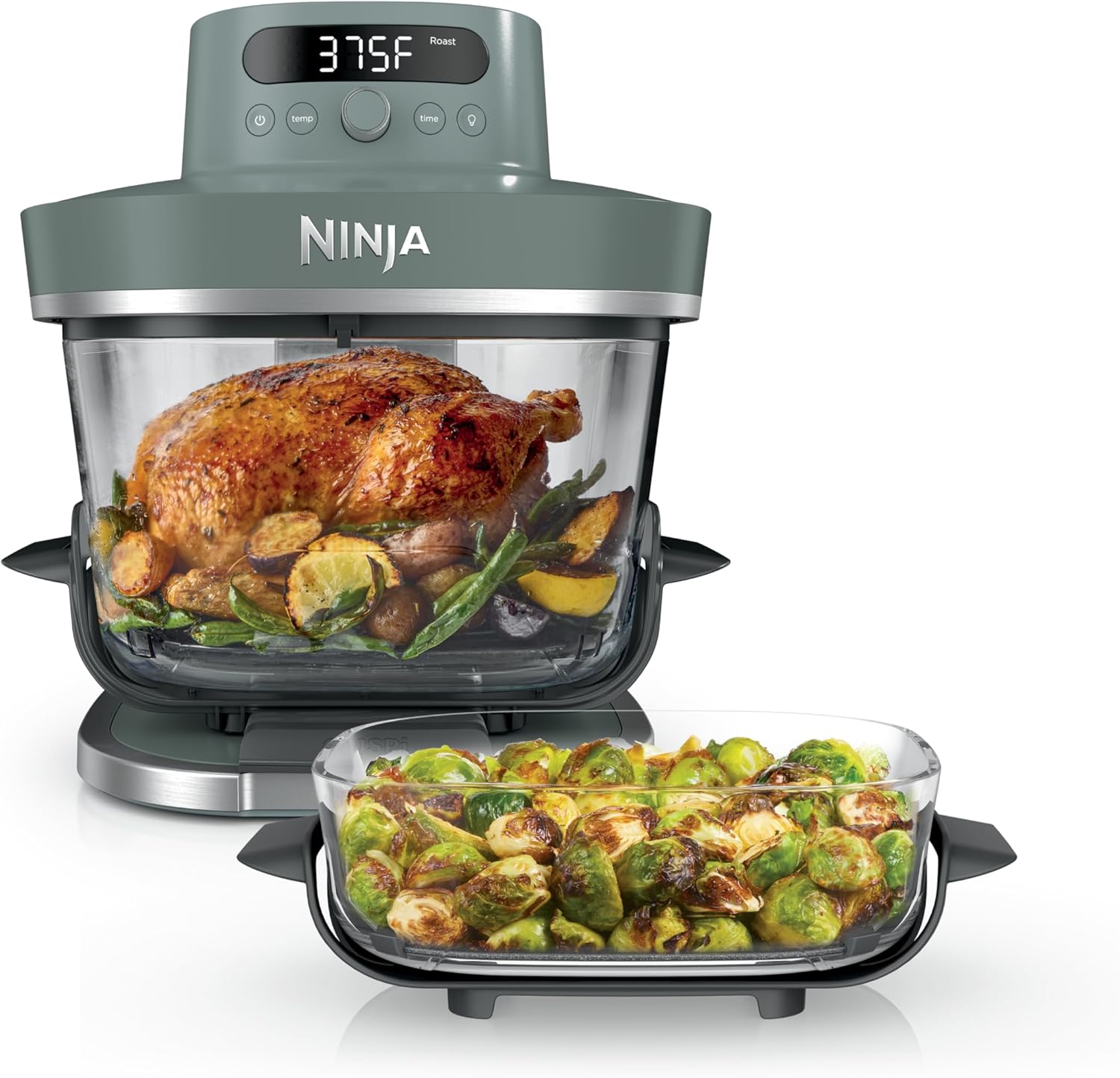 Detalle de Ninja AS101CDG Crispi Pro Glass Air Fryer, 6-in-1, 1800W, Ash Grey
