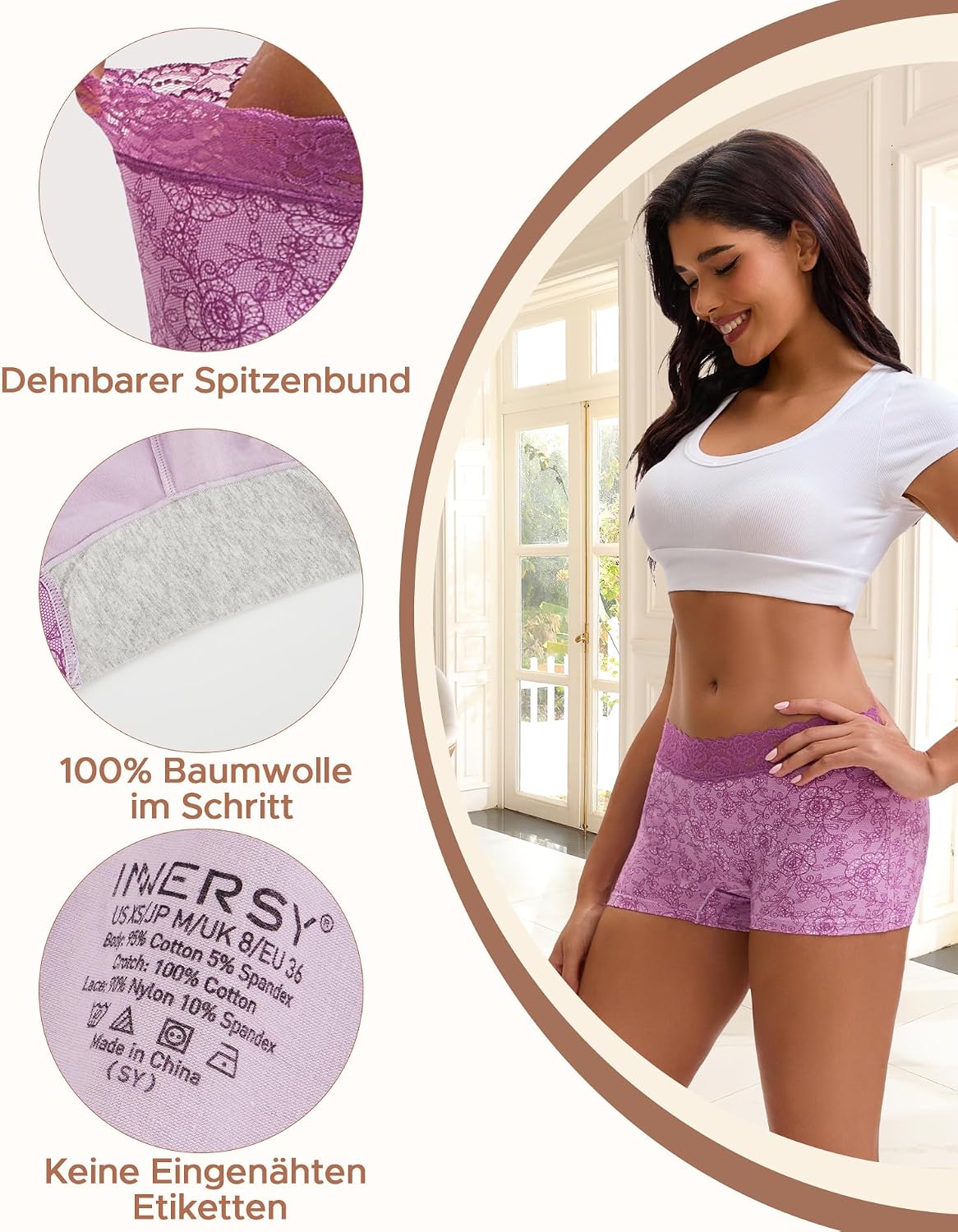 Detalle 2 de INNERSY Boxer Femme Lot de 3 đ©Č