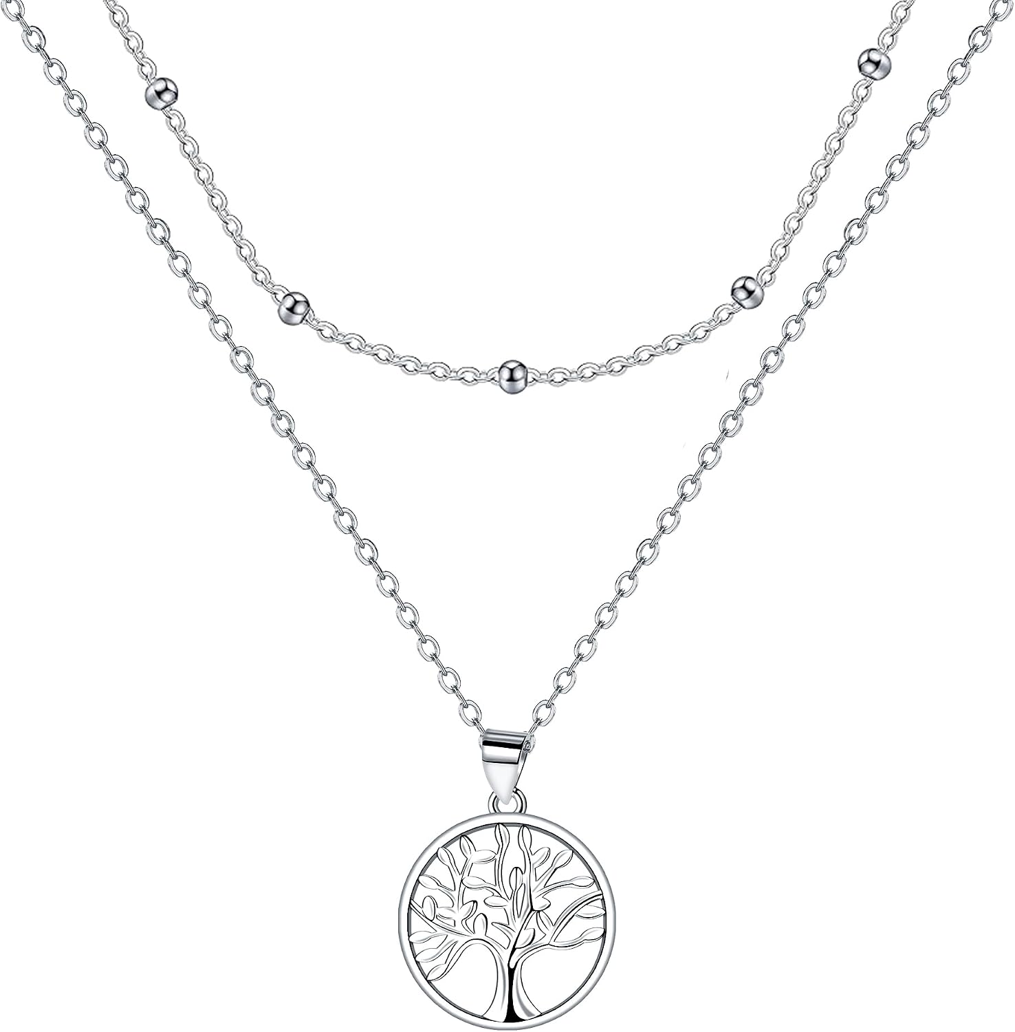 Detalle de Collier arbre de vie en argent sterling 925 J.WUEN pour femme (45 + 5 cm) avec coffret cadeau