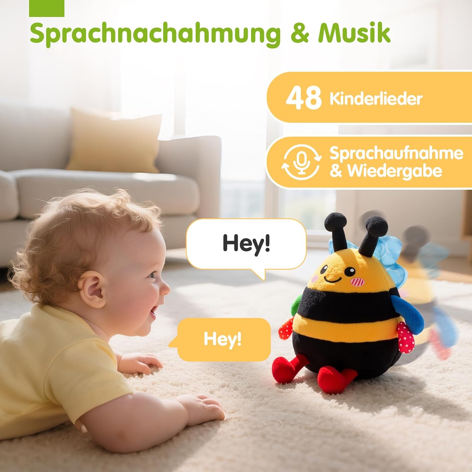 Thumbnail 2 de hahaland Biene Kuscheltier Spielzeug ab 6 Monaten 🐝?