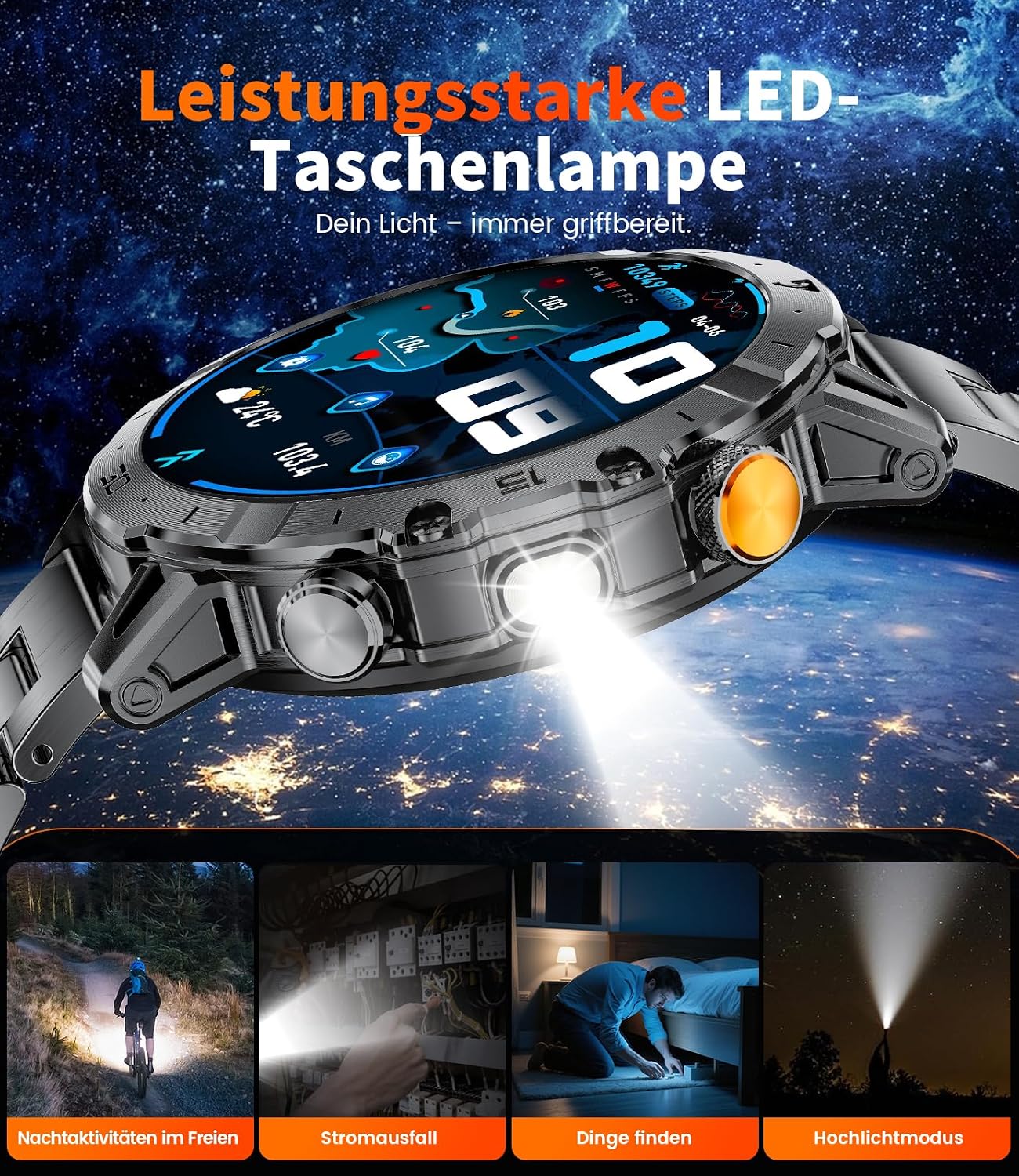 Thumbnail 2 de SUNKTA Smartwatch Herren 1,7 Zoll mit 1000 mAh Akku
