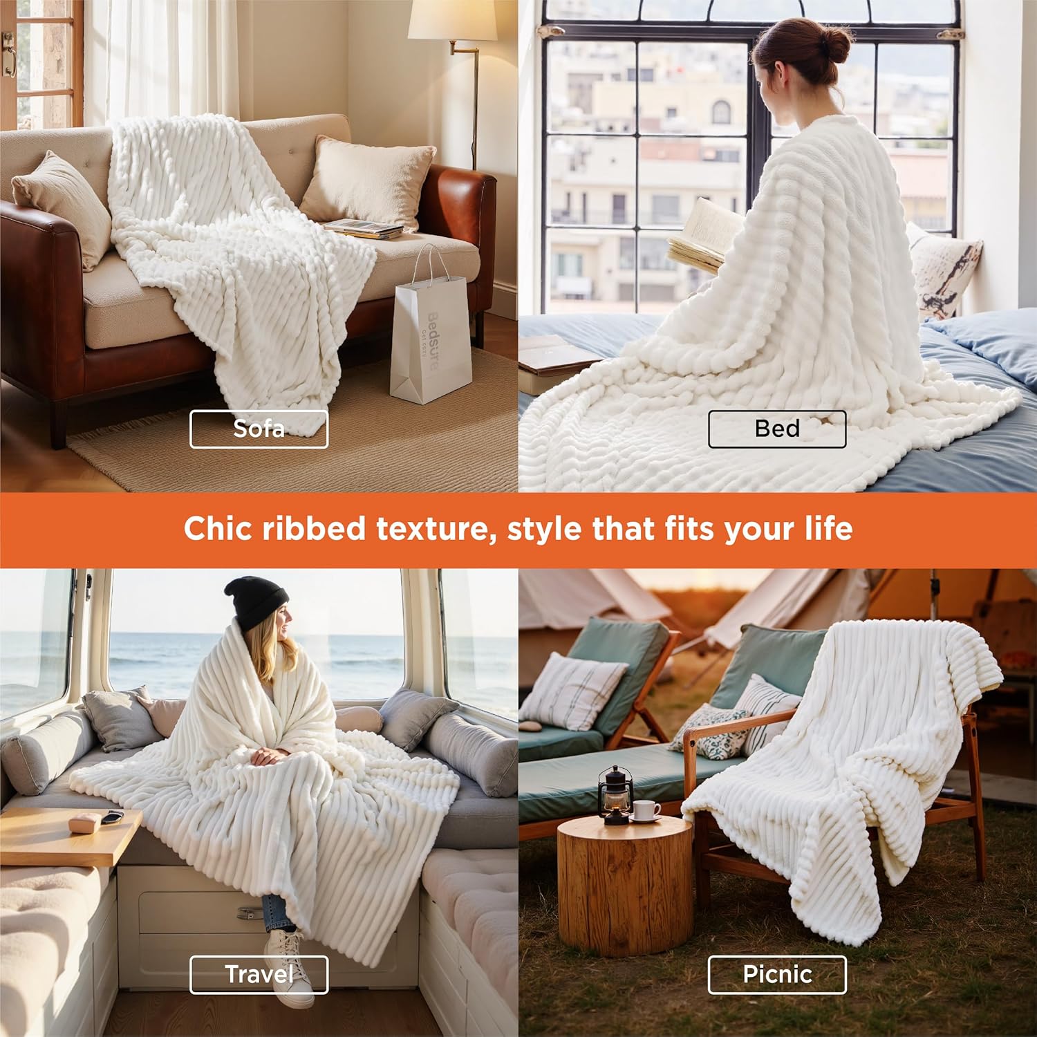 Thumbnail 4 de Bedsure Fleece Throw Blanket 130 x 170 cm