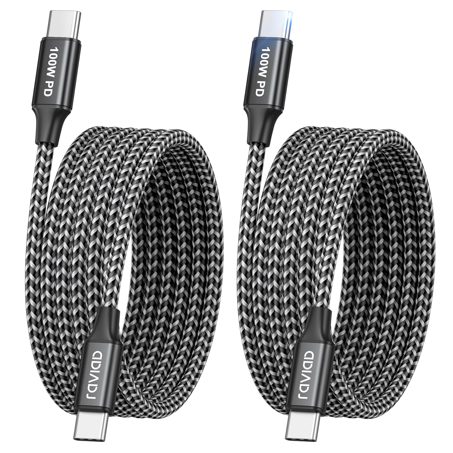 Detalle de RAVIAD Extra Long USB-C to USB-C Charger Cable (2-Pack, 3m) – 100W fast charging