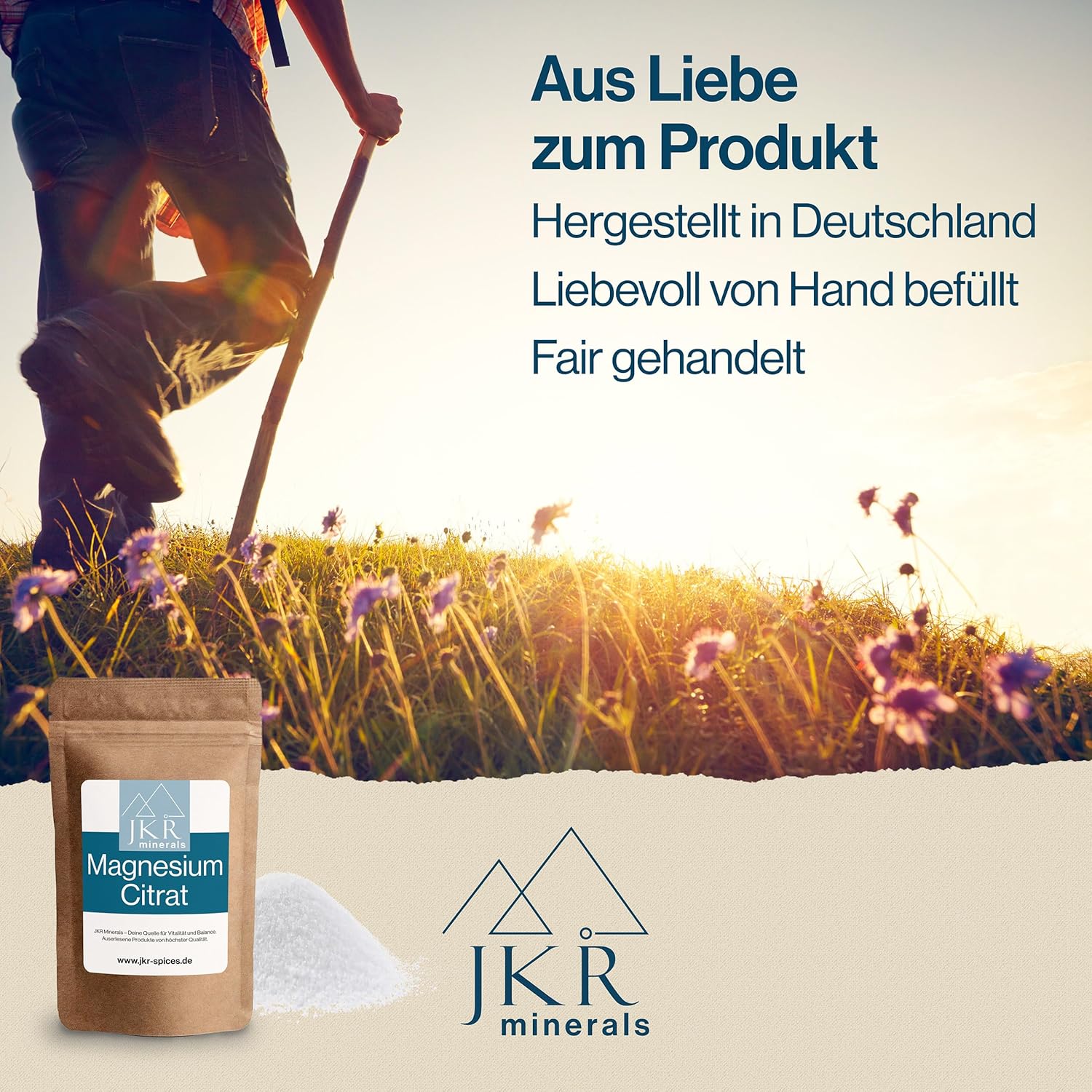 Detalle de JKR Minerals Magnesiumcitrat Pulver 450 g – Laborgeprüft, rein ohne Zusatzstoffe