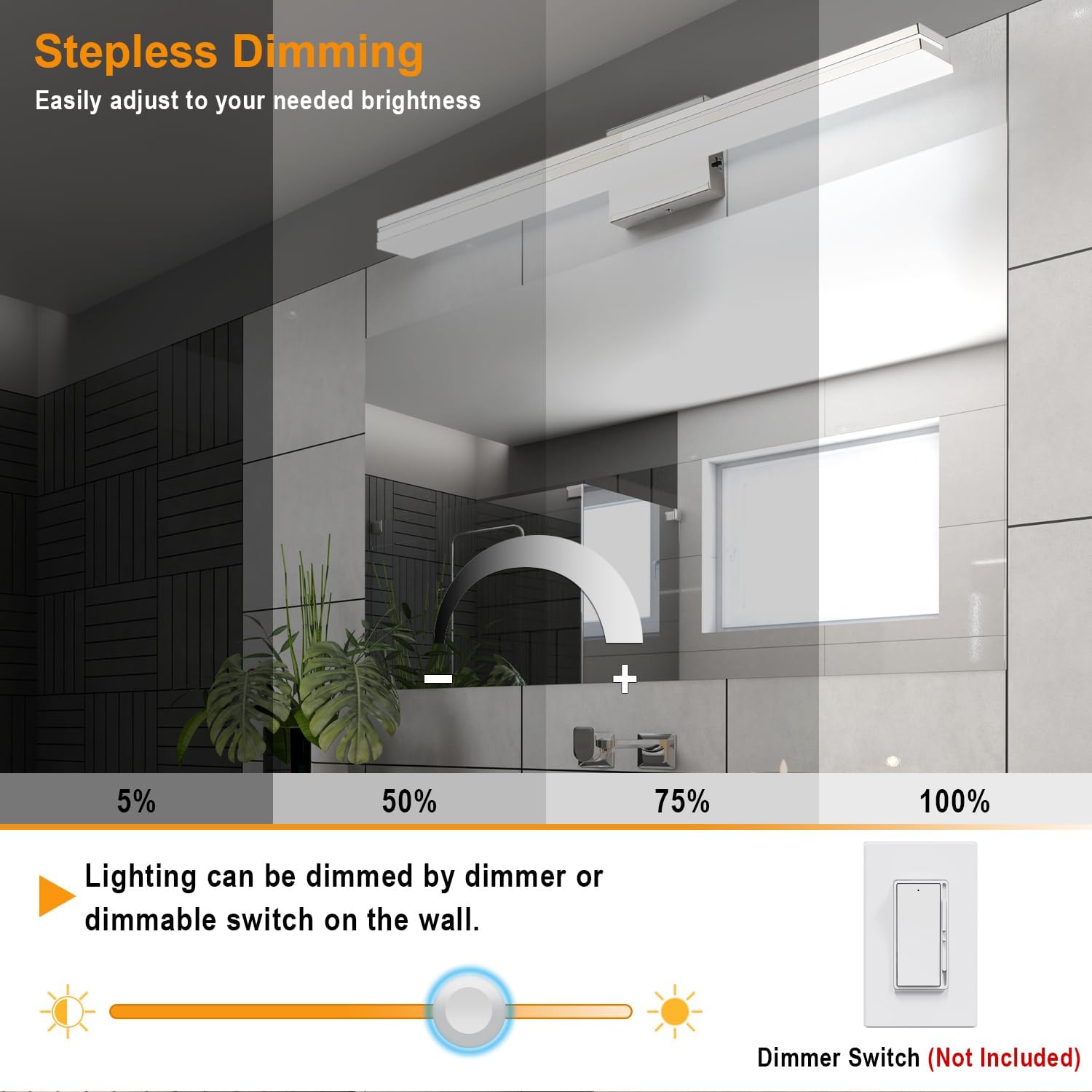 Detalle de SineRise c73d3d5f-c3bb-4dd1-b35f-22a3c5066878 32-Inch LED Vanity Light, Chrome