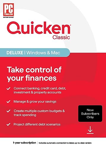 Quicken Classic Deluxe for New Subscribers — 1 Year (PC/Mac Online Code)