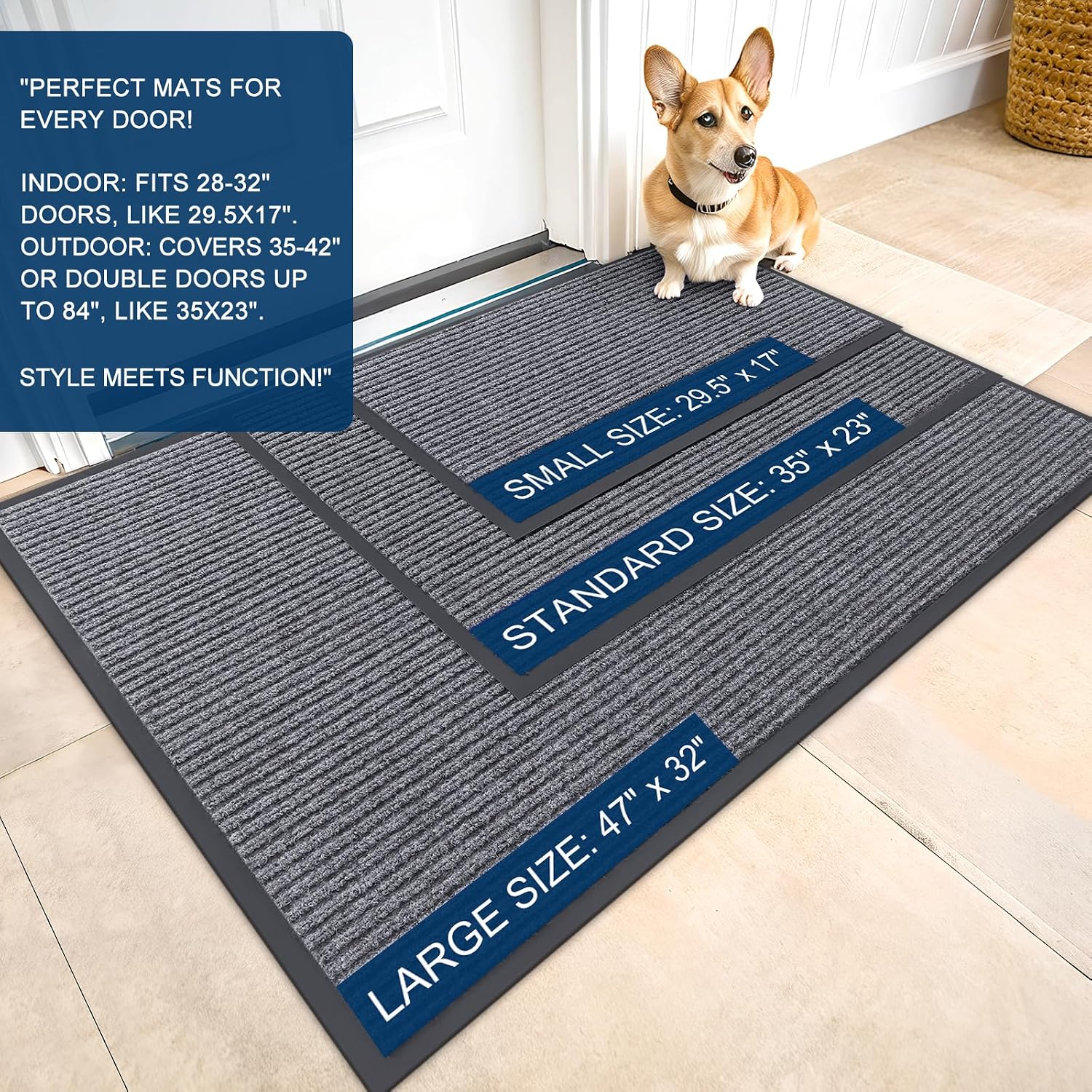 Detalle 2 de OLANLY Front Door Mat 71x23 Grey