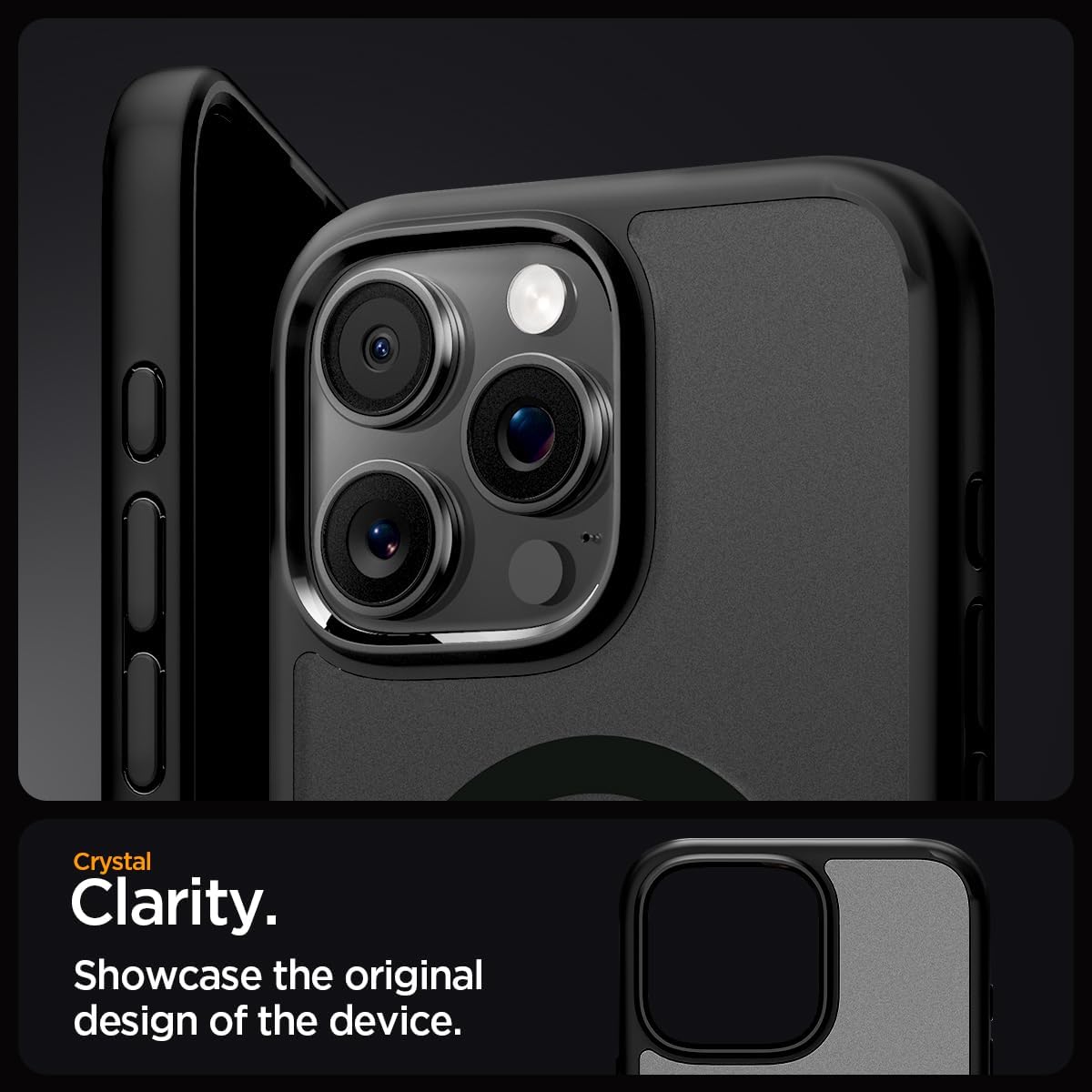 Detalle de Spigen Ultra Hybrid MagFit pour iPhone 16 Pro Max (MagSafe) – coque semi-transparente Frost Noir