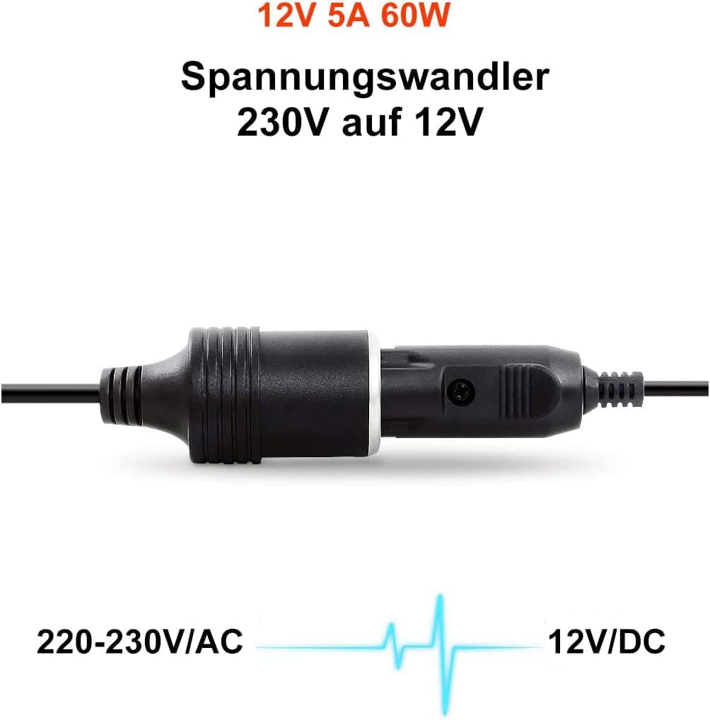 Detalle de Adapter Zigarettenanzünder Steckdose – 230V auf 12V 60W, ideal für Kühlboxen und Camping