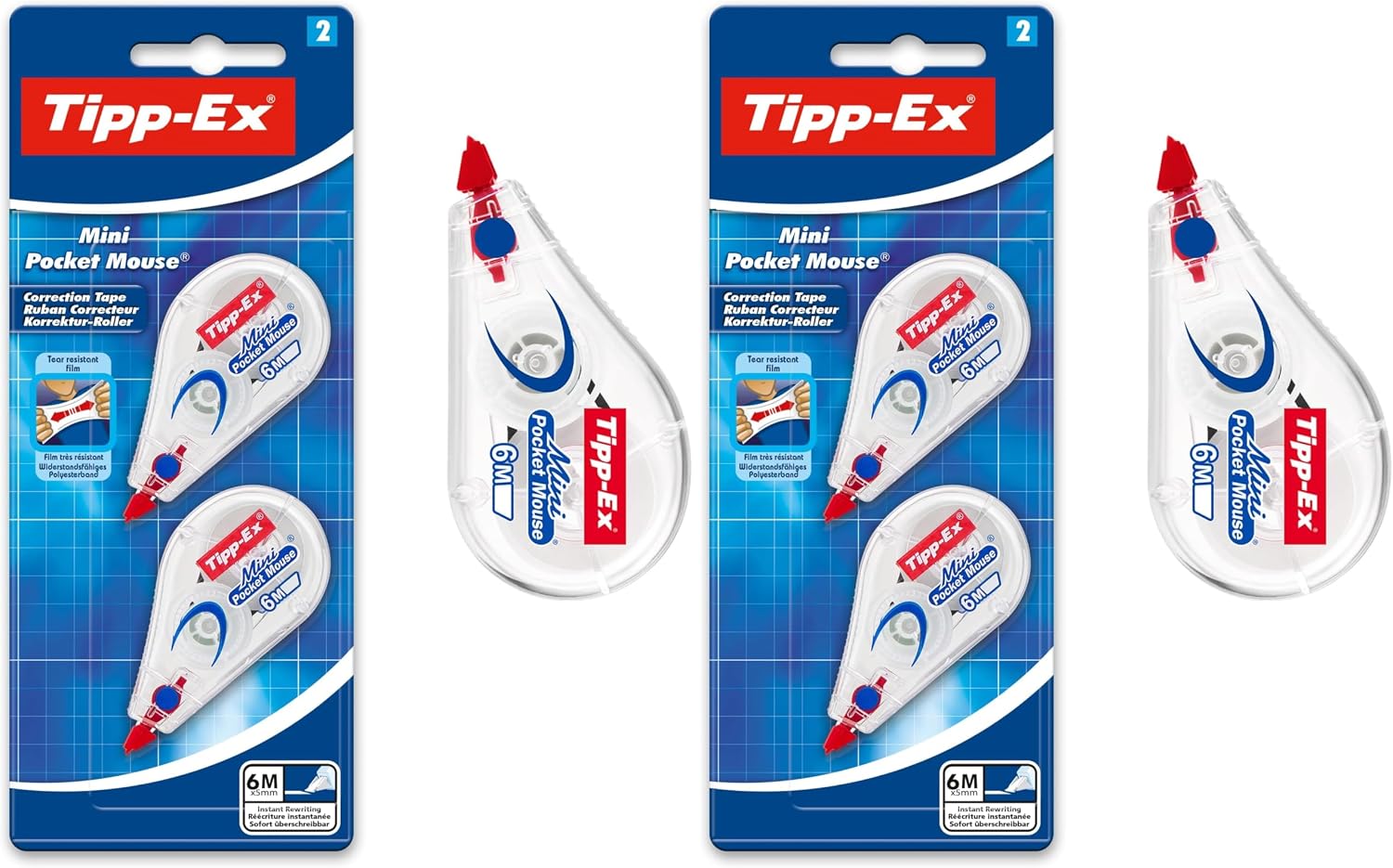 Detalle 2 de Tipp-Ex Mini Pocket Mouse Korrekturroller 6 m x 5 mm – 2er-Pack