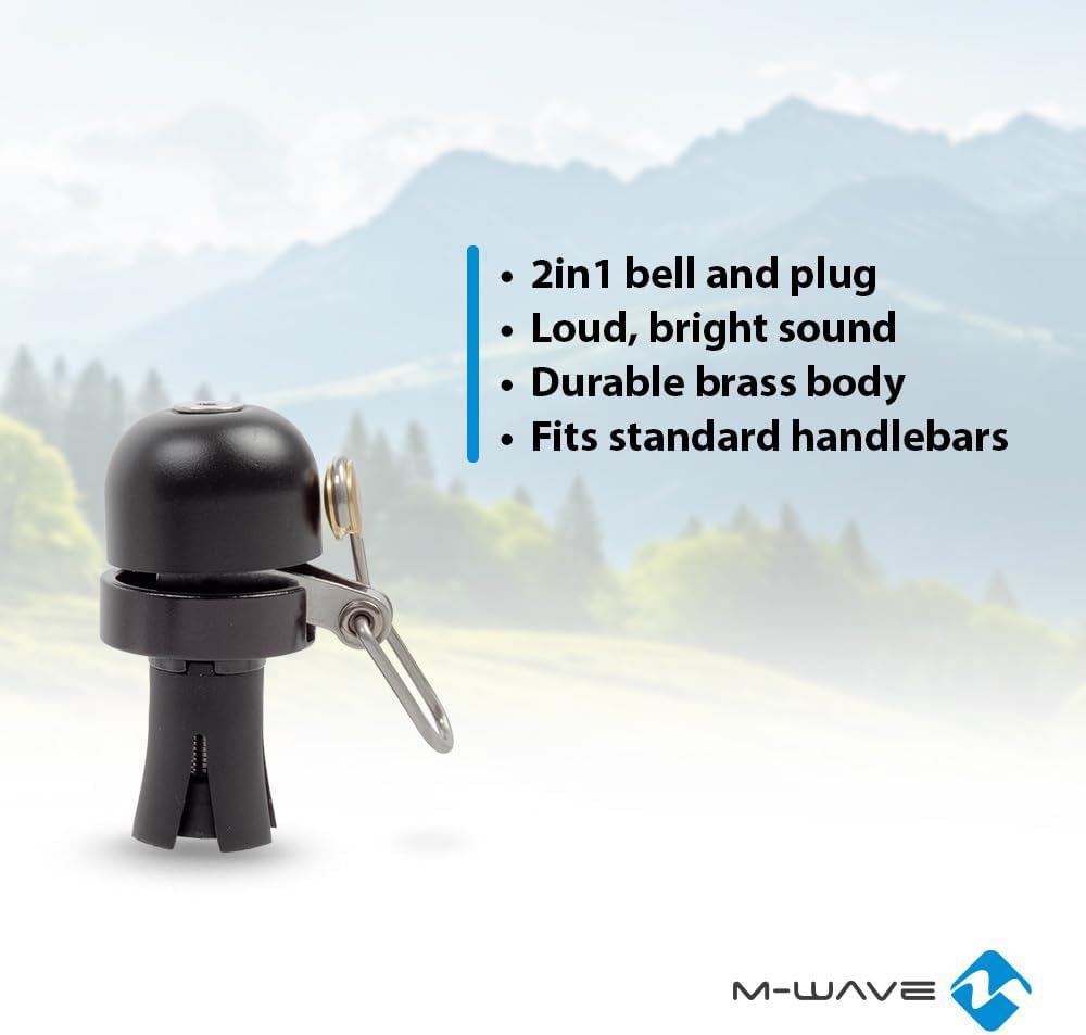 Detalle 2 de M-Wave Bella DBX campanello 2 in 1 per bici da corsa con manubrio curvo (drop 22,2 mm), nero