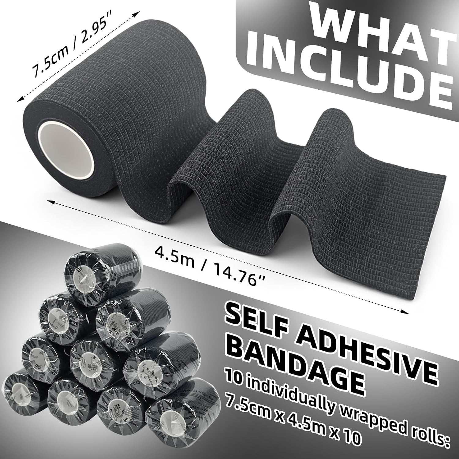 Detalle de Rokehr Selbstklebender Verband, 10 Rollen 7,5 cm × 4,5 m – elastisch, haftend, vielseitig einsetzbar