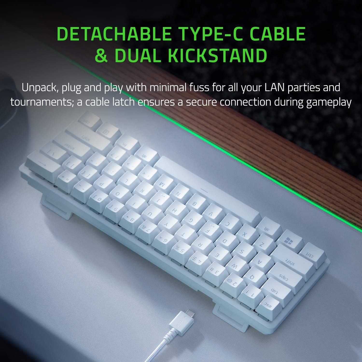 Thumbnail 4 de Razer Huntsman Mini (Purple Switch) – kompakte 60%-Gaming-Tastatur mit optischen Switches, PBT-Doubleshot und abnehmbarem USB‑C-Kabel (QWERTY US, Mercury Weiß)