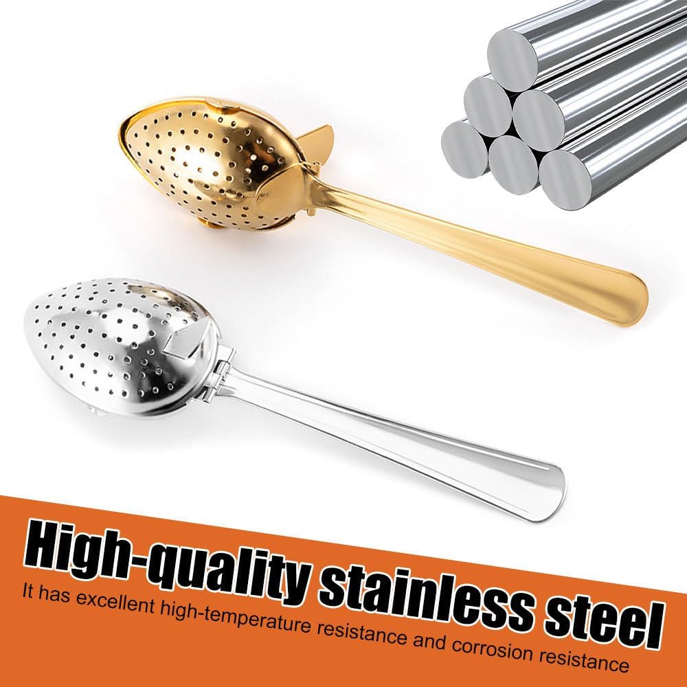 Detalle de Tea Infuser, 2PCS Long Handle Tea Strainers with Fine Holes 304 Stainless Steel Spoon Shape Filters for Teapots Cups Mugs