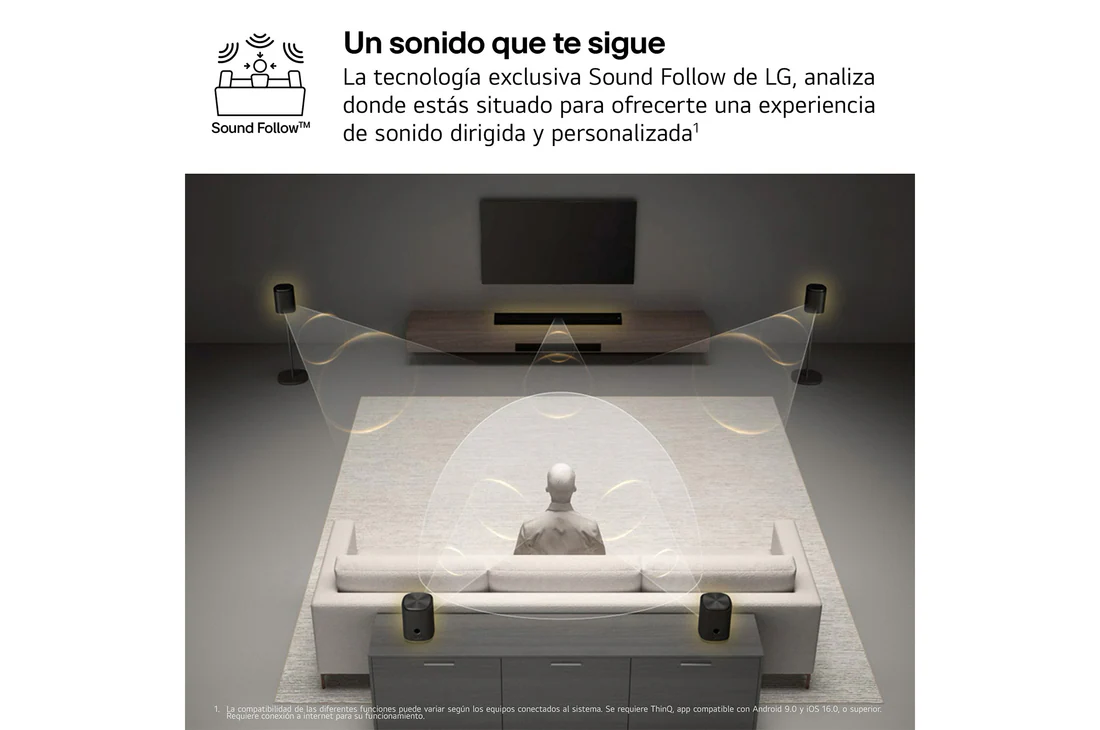 Detalle de LG Sound Suite - Pack Inmersive Quad Suite 7 Pro (H7QUADPRO7): barra H7, altavoces M7 y subwoofer W7