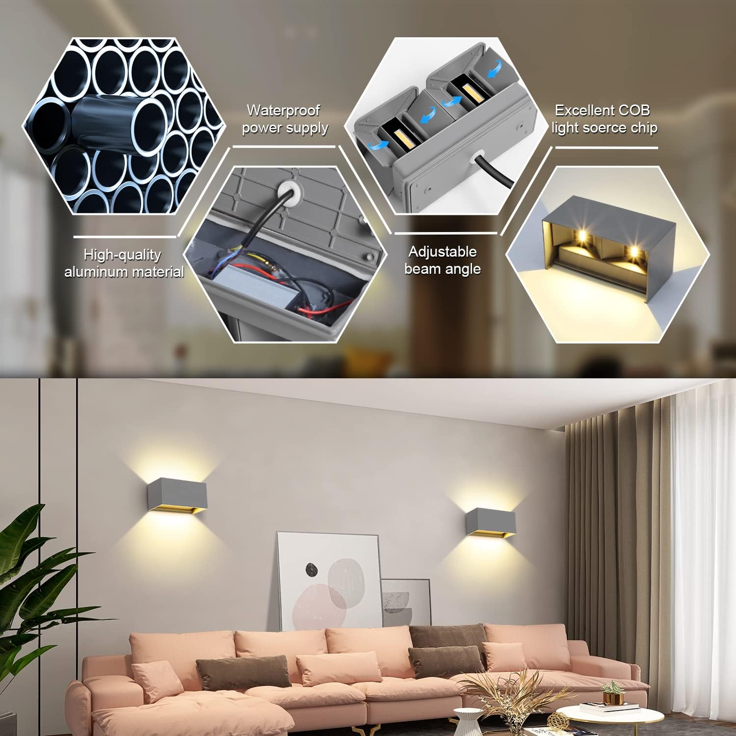 Detalle de Kingwen applique LED 20 W IP65 2 pezzi