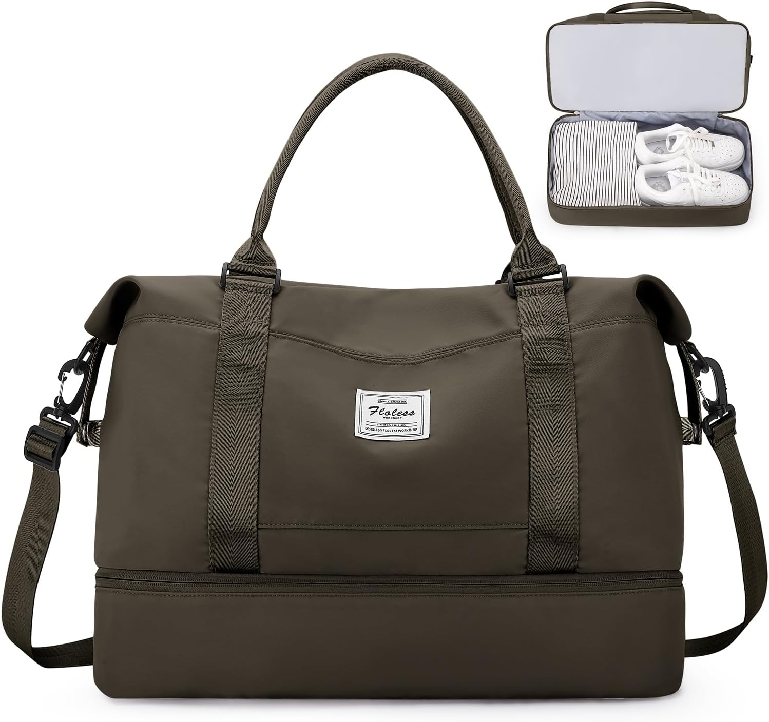 Detalle de Reisetasche Damen 45x36x20 – praktische EasyJet-Handgepäck-Tasche mit Schuhfach und Nass-/Trocken-Trennung