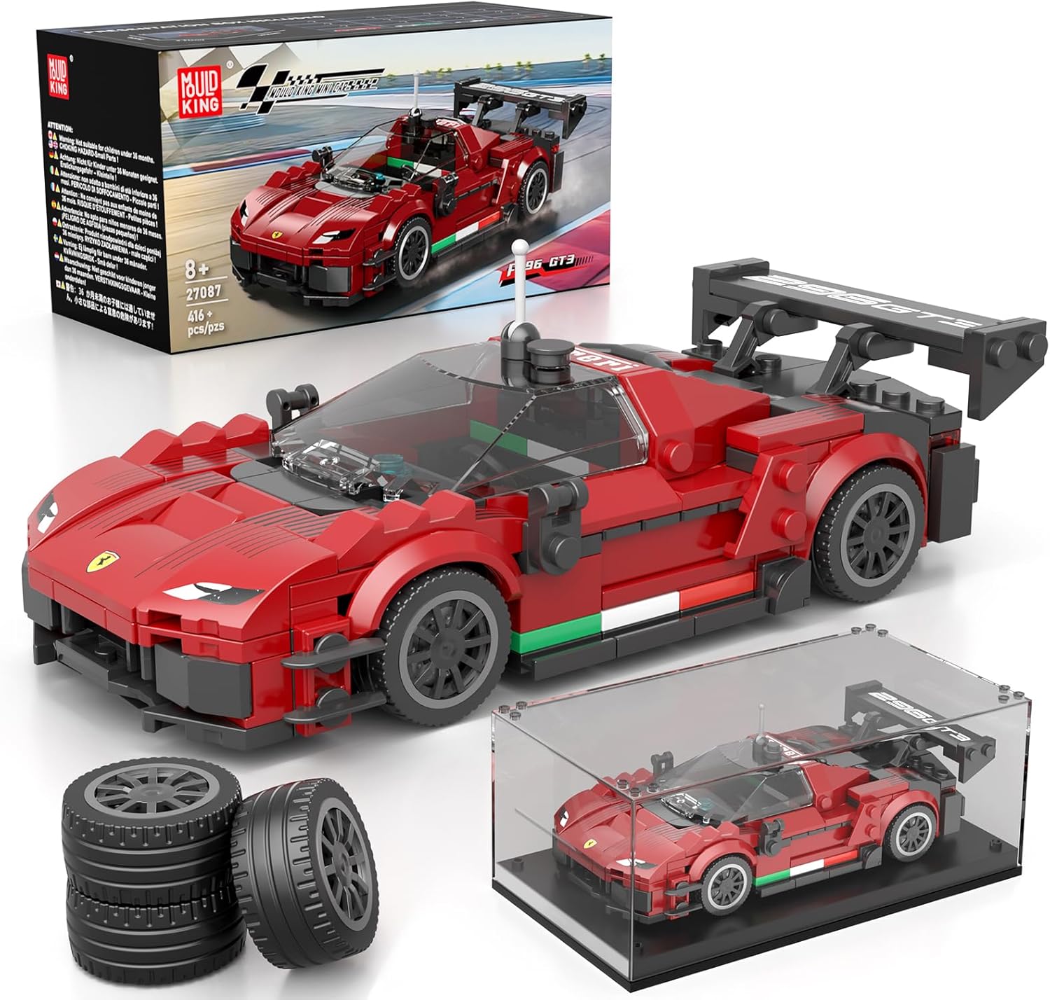 Thumbnail 4 de Mould King 27088 Technik Sportwagen Bausteinset mit Acryl-Vitrine (466 Teile)