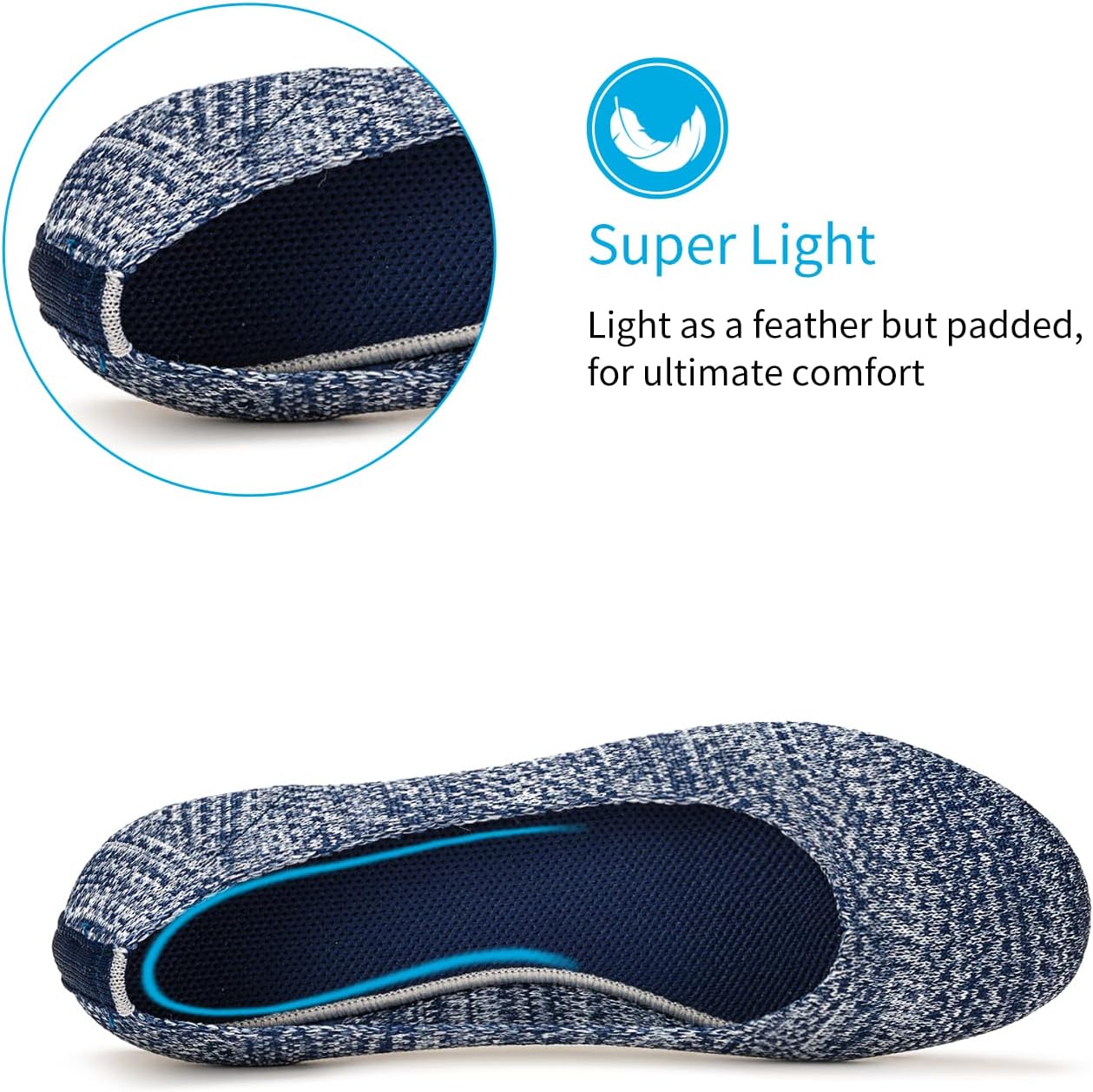 Thumbnail 4 de Frank Mully Damen Ballerinas Slip On Knit – Runde Zehe, bequeme Alltags-Schuhe