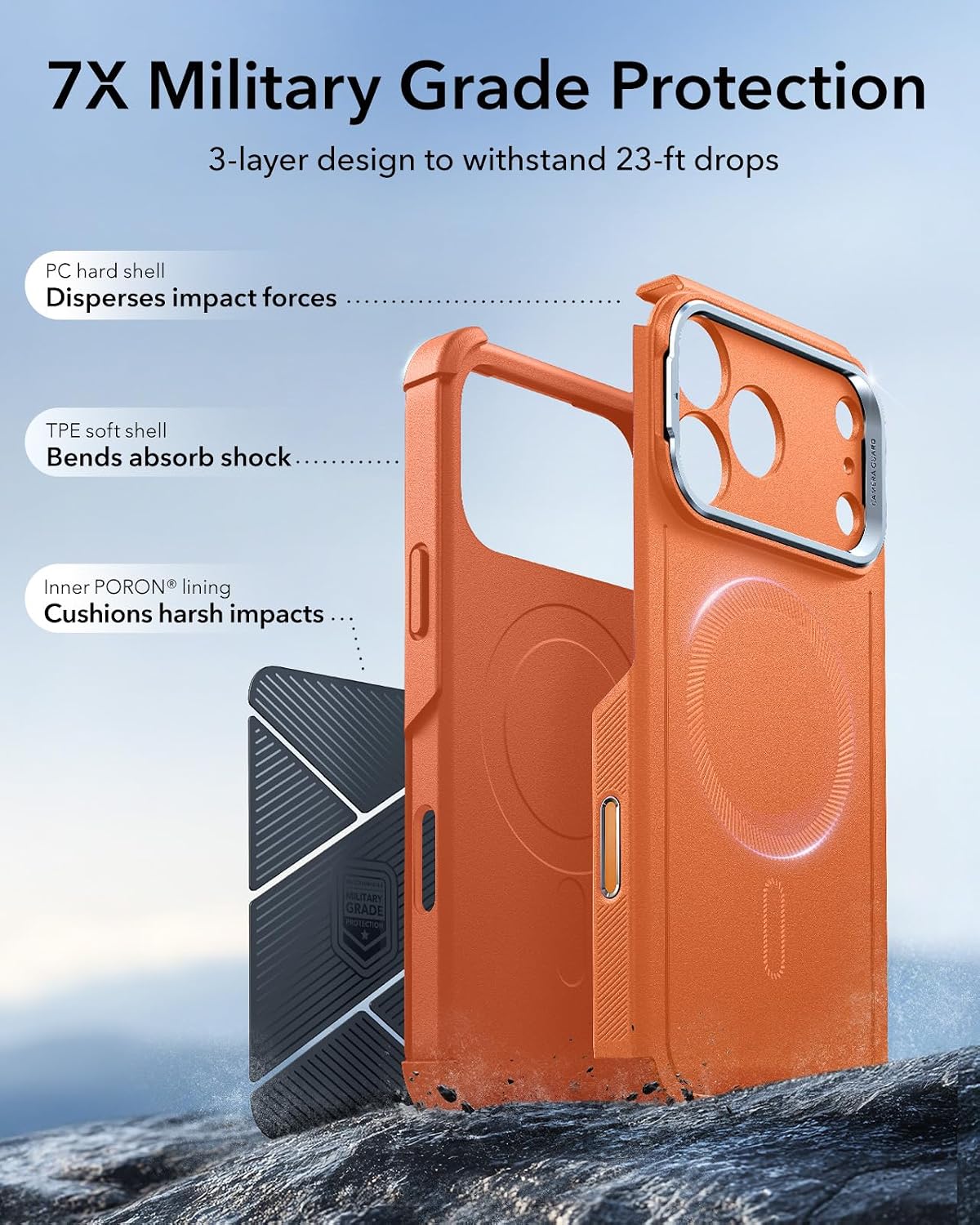 Thumbnail 4 de ESR iPhone 17 Pro Max case with MagSafe 7X military drop protection