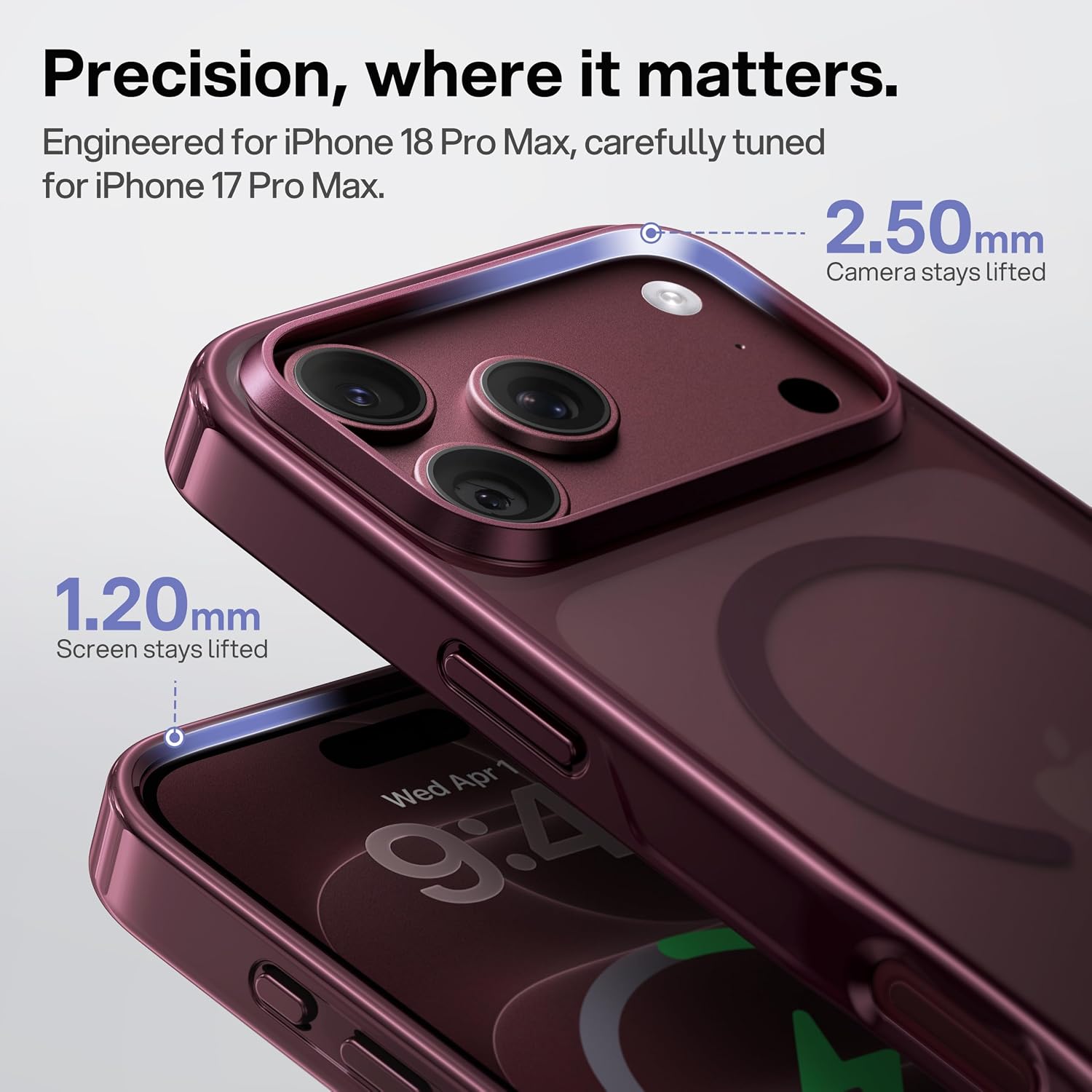 Detalle 1 de CASEKOO LinKOO Magnetic iPhone Case, Burgundy Clear Back with Wrist Strap