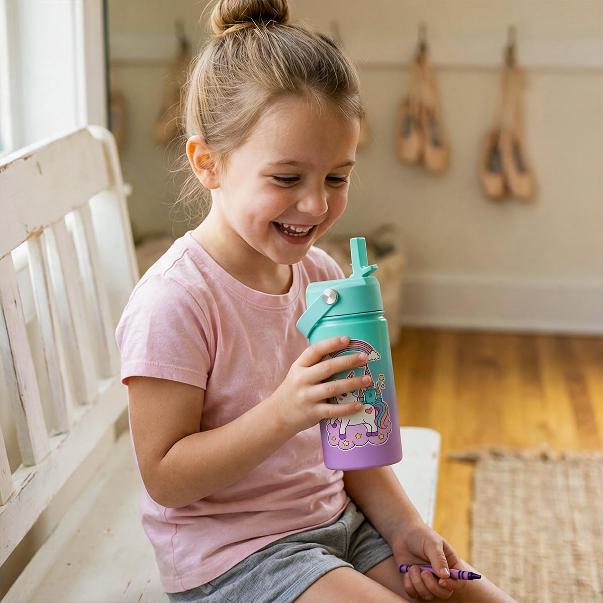 Thumbnail 6 de SANDJEST SJ-DW-SS-WB12SL Kids’ Insulated Stainless Steel Water Bottle, 12 oz