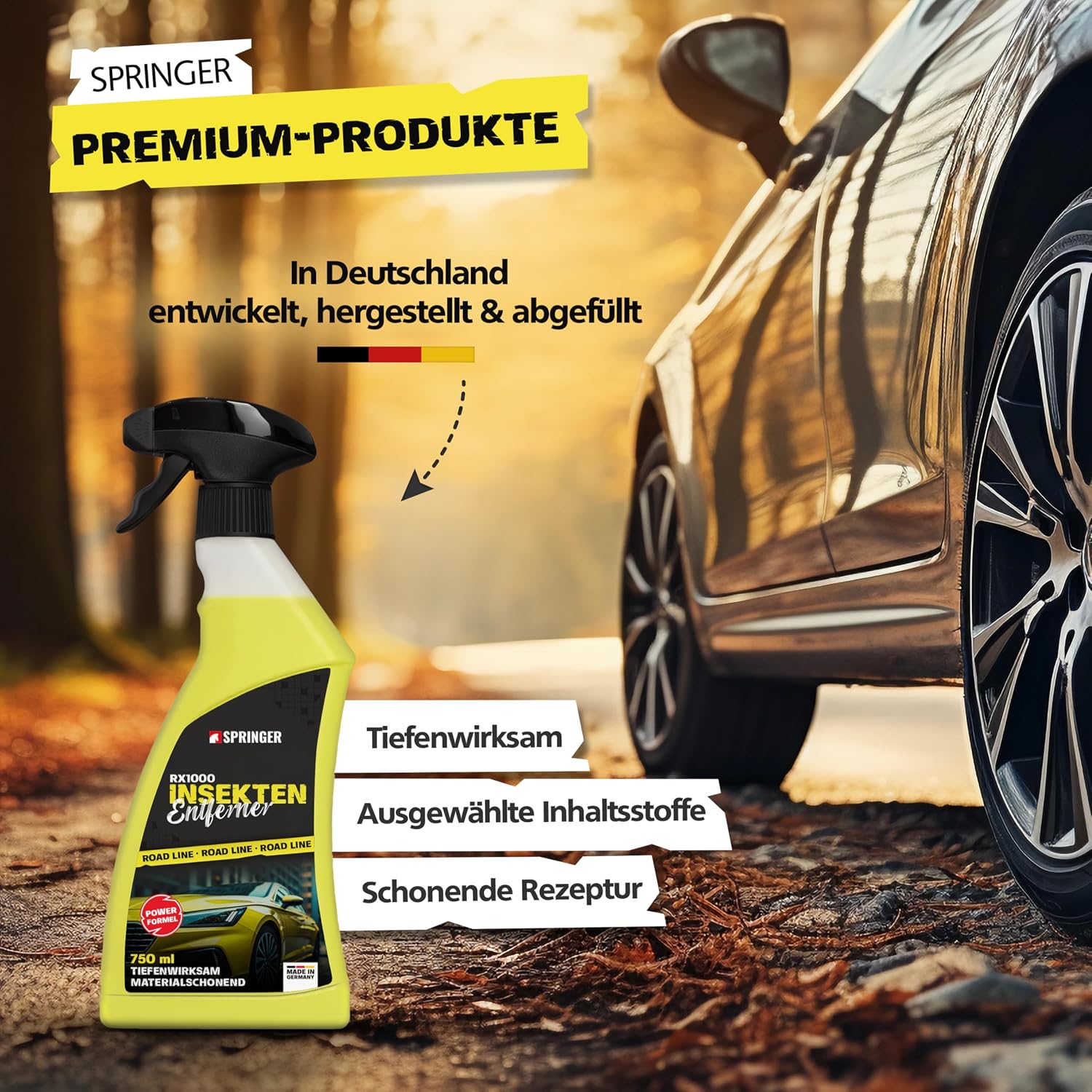 Detalle 2 de SPRINGER GX1000 Insektenentferner 750 ml – Tiefenwirksame Formel für hartnäckige, angetrocknete Insektenreste
