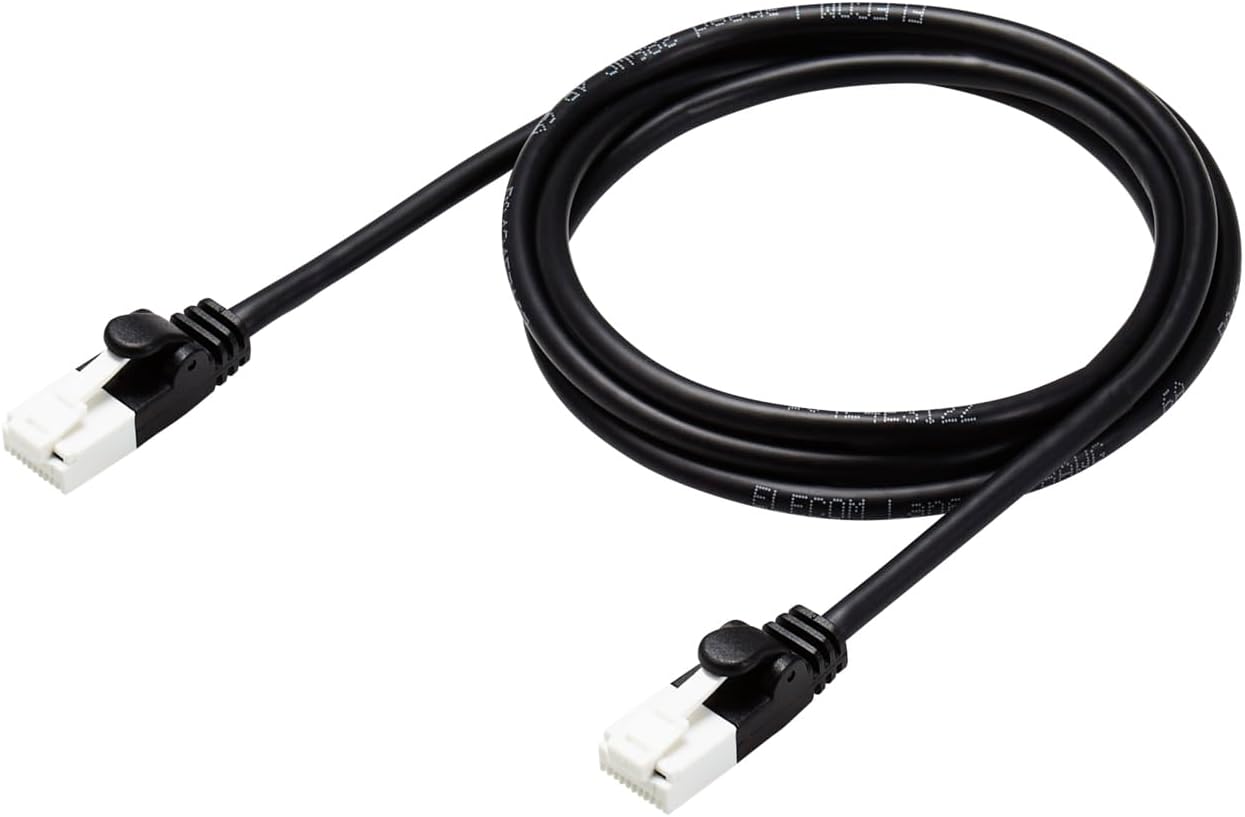 Detalle de エレコム ECLD-GPAYTBK10 Cat6A LANケーブル 1m やわらかケーブル・爪折れ防止コネクター