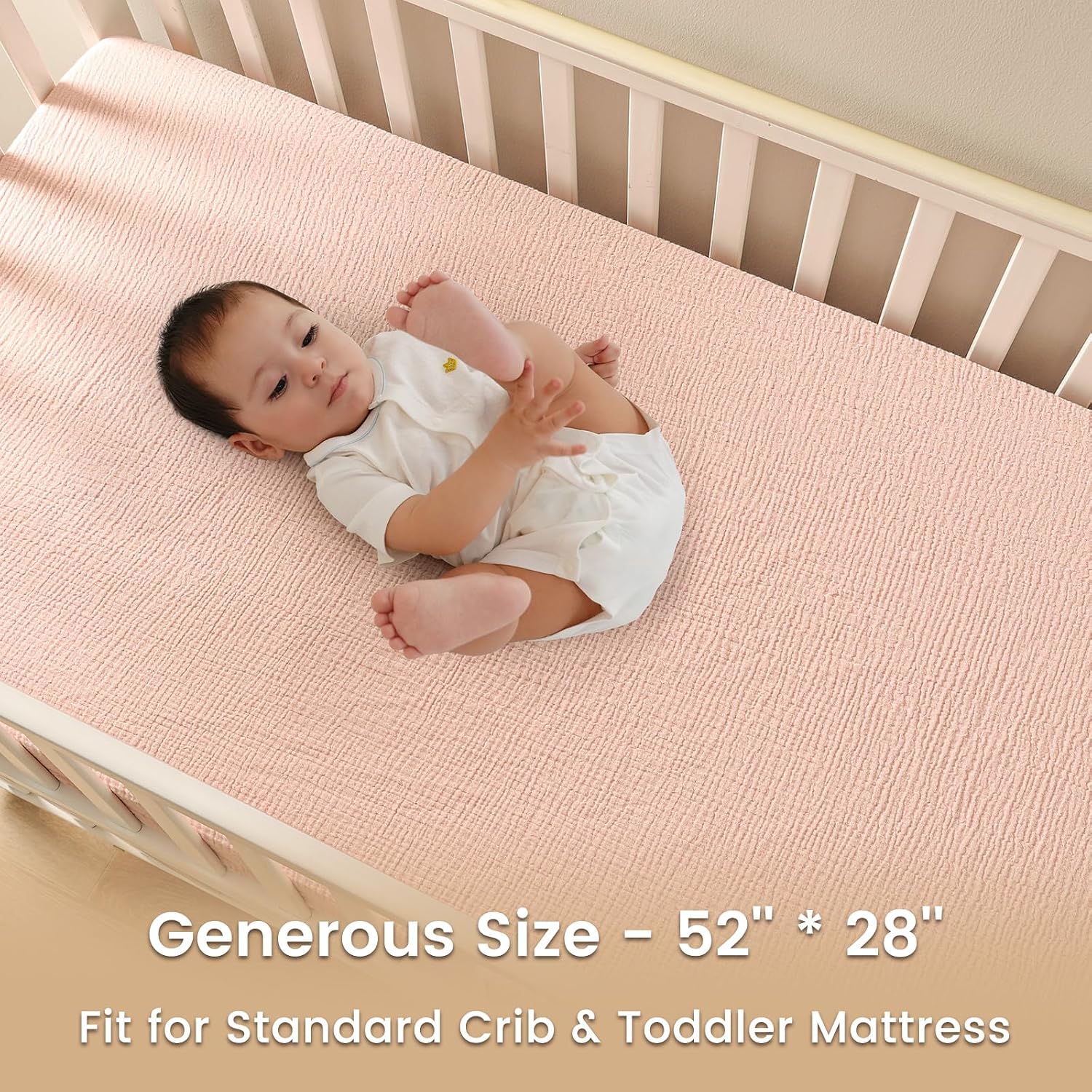 Detalle 2 de David's Kids Muslin Crib Sheets, 100% Cotton