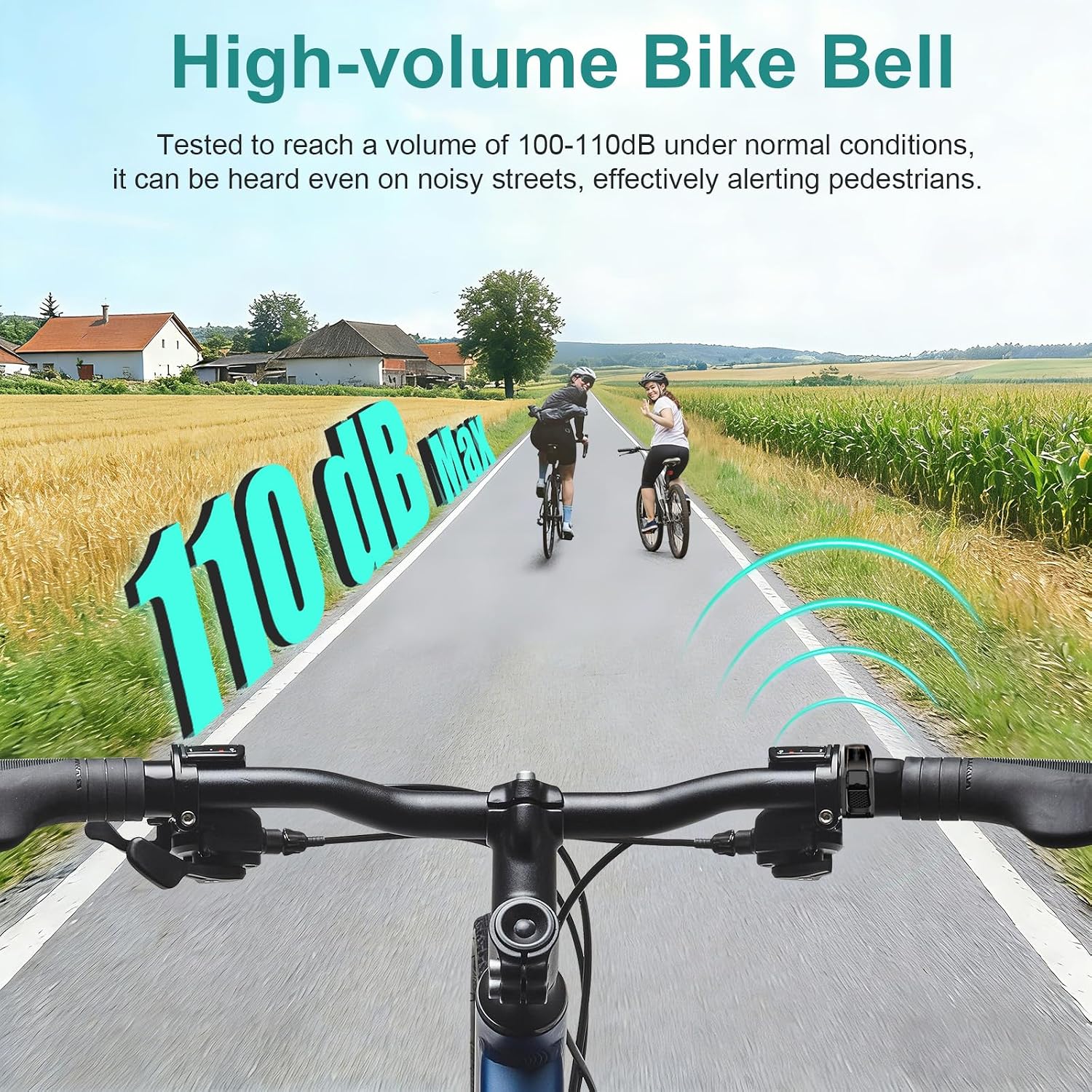 Thumbnail 1 de Toptrek 110dB Aluminium Bike Bell with Universal Fit (22.2–31.8mm) for Adults and Kids