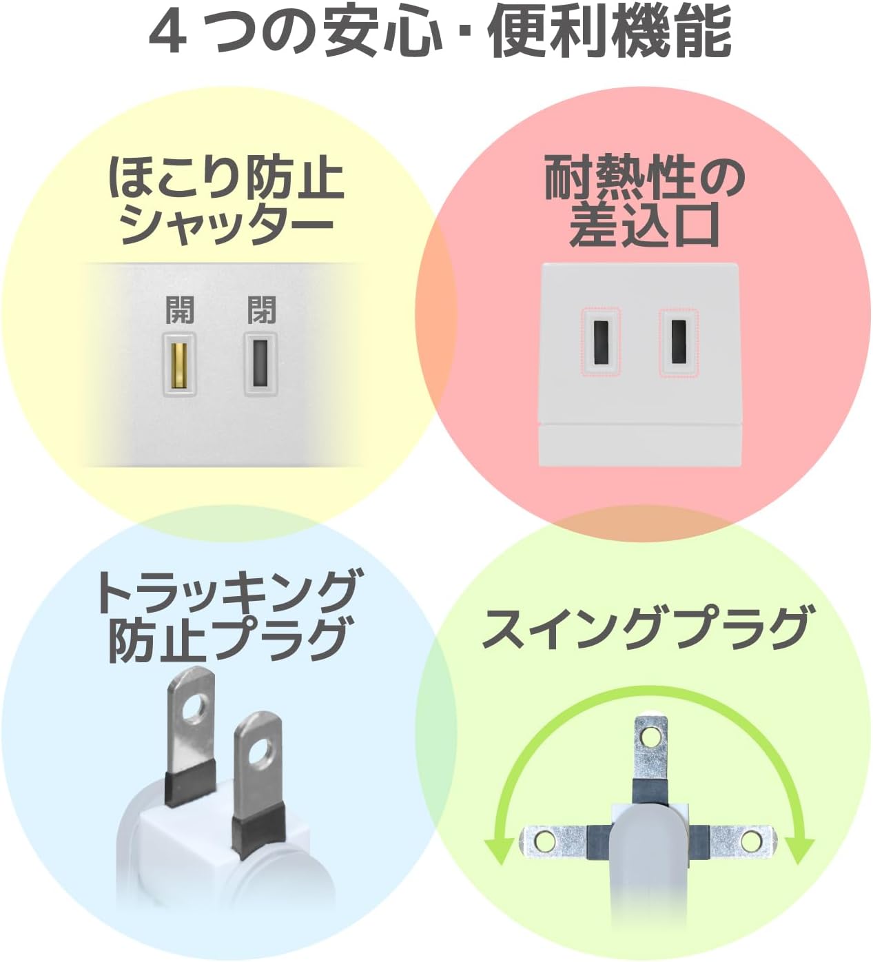 Detalle 1 de エレコム ECT-0101WH 電源タップ 10個口・1m、雷ガード・ほこりシャッター付き