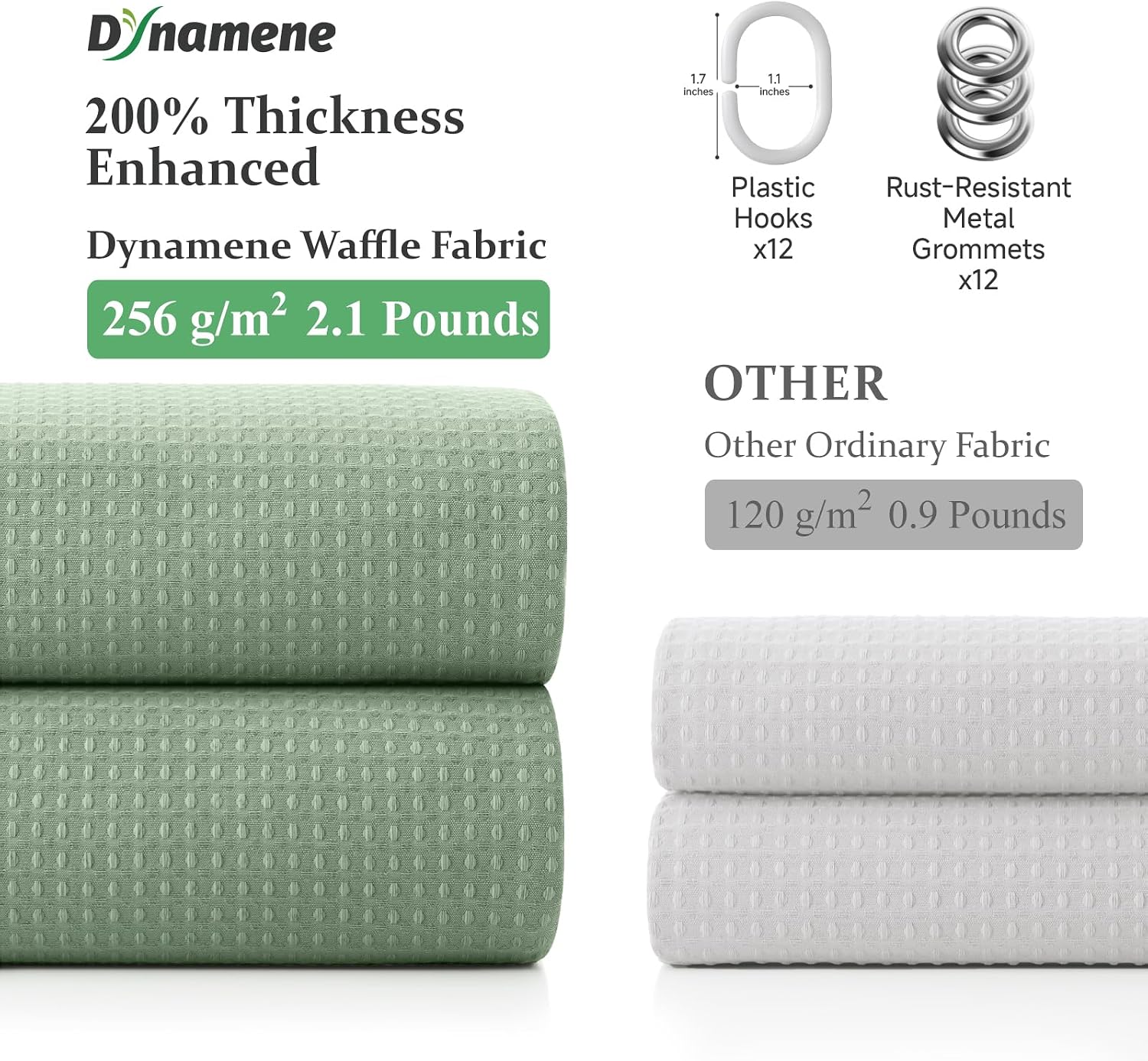 Thumbnail 3 de Dynamene Sage Green Shower Curtain 72x72