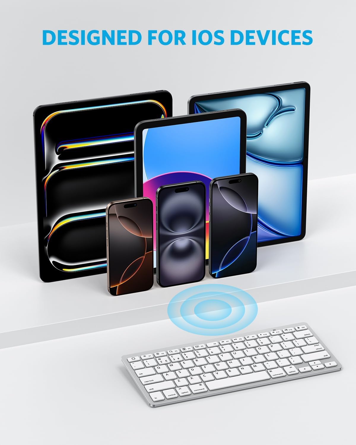 Detalle 2 de OMOTON Bluetooth Wireless Keyboard UK QWERTY