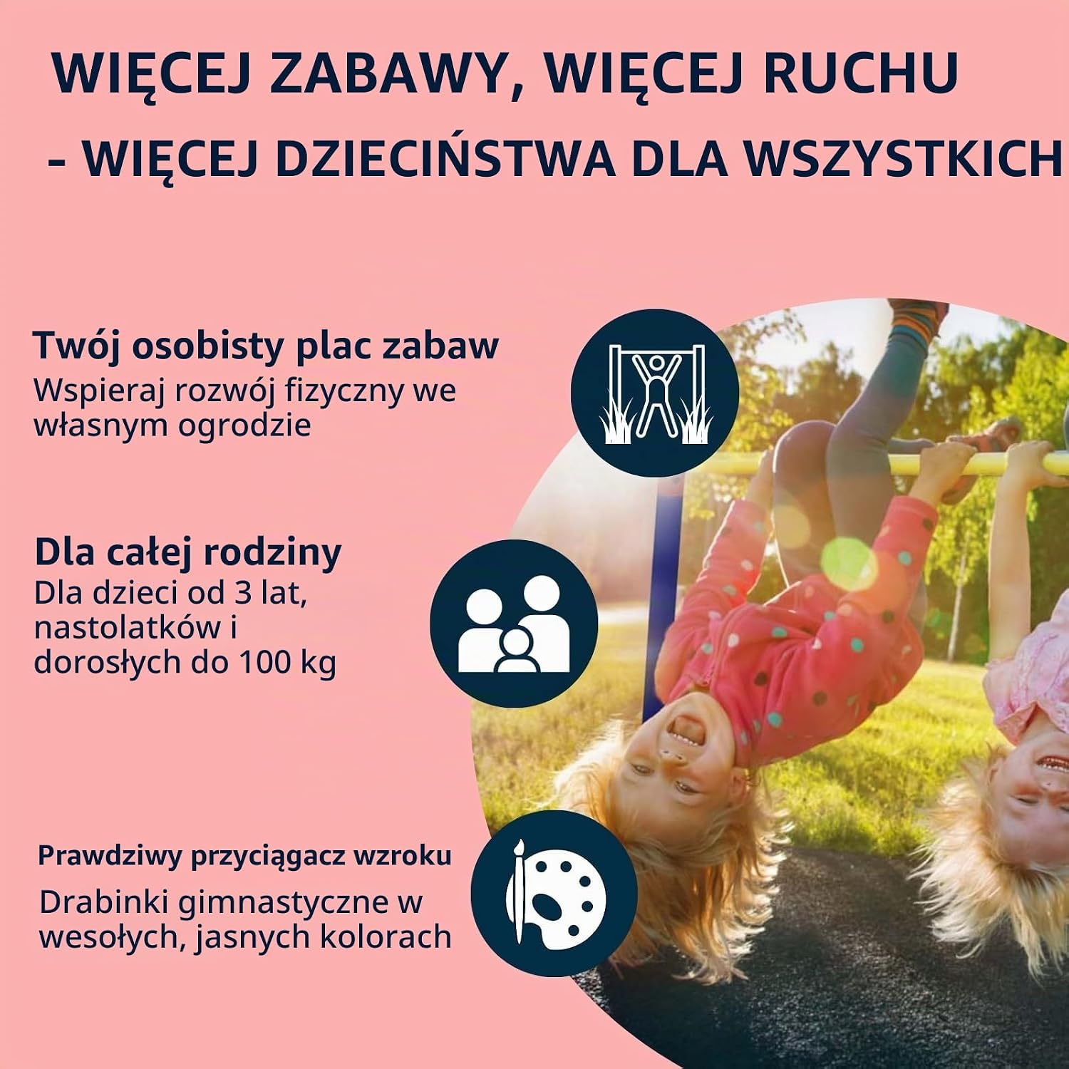 Detalle de HUDORA Fabian 64002 – podwójny drążek gimnastyczny do ogrodu, regulacja wysokości