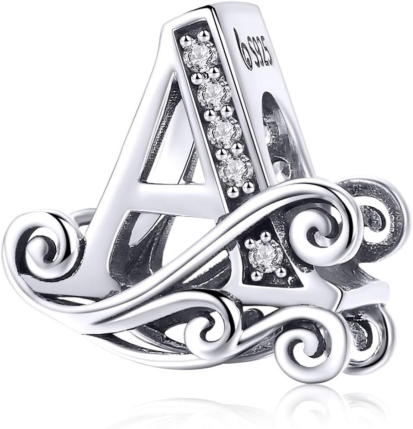 Thumbnail 5 de TIZU Buchstaben Charms aus 925 Sterling Silber (Alphabet) – Zirkonia Anhänger für europäische Armbänder & Ketten