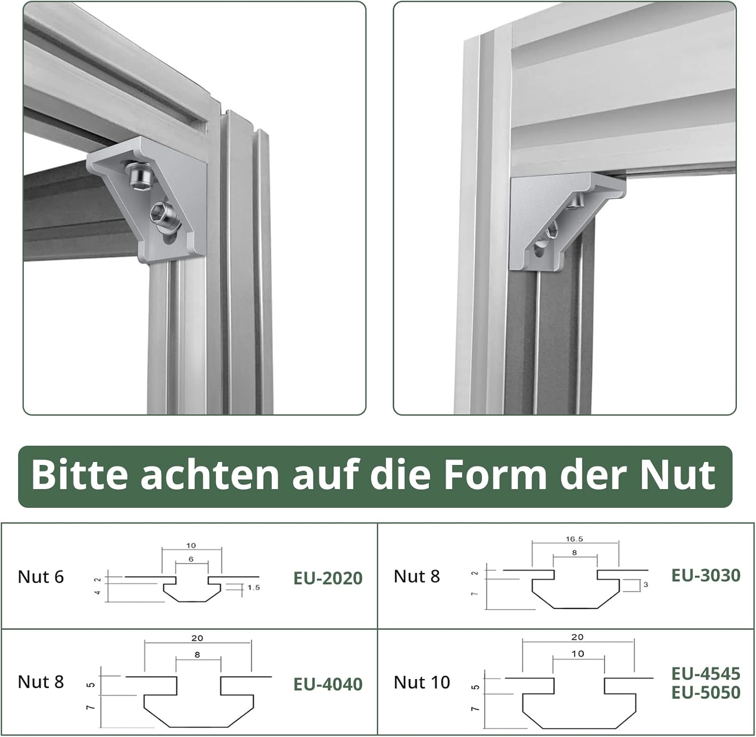 Thumbnail 5 de EYPINS Befestigungsmaterial Winkel 30x30 – 10 Stück, 90° Eckwinkel aus Aluminium mit Nut 8, wasserdicht & rostfrei, inkl. Edelstahl-Befestigungssatz