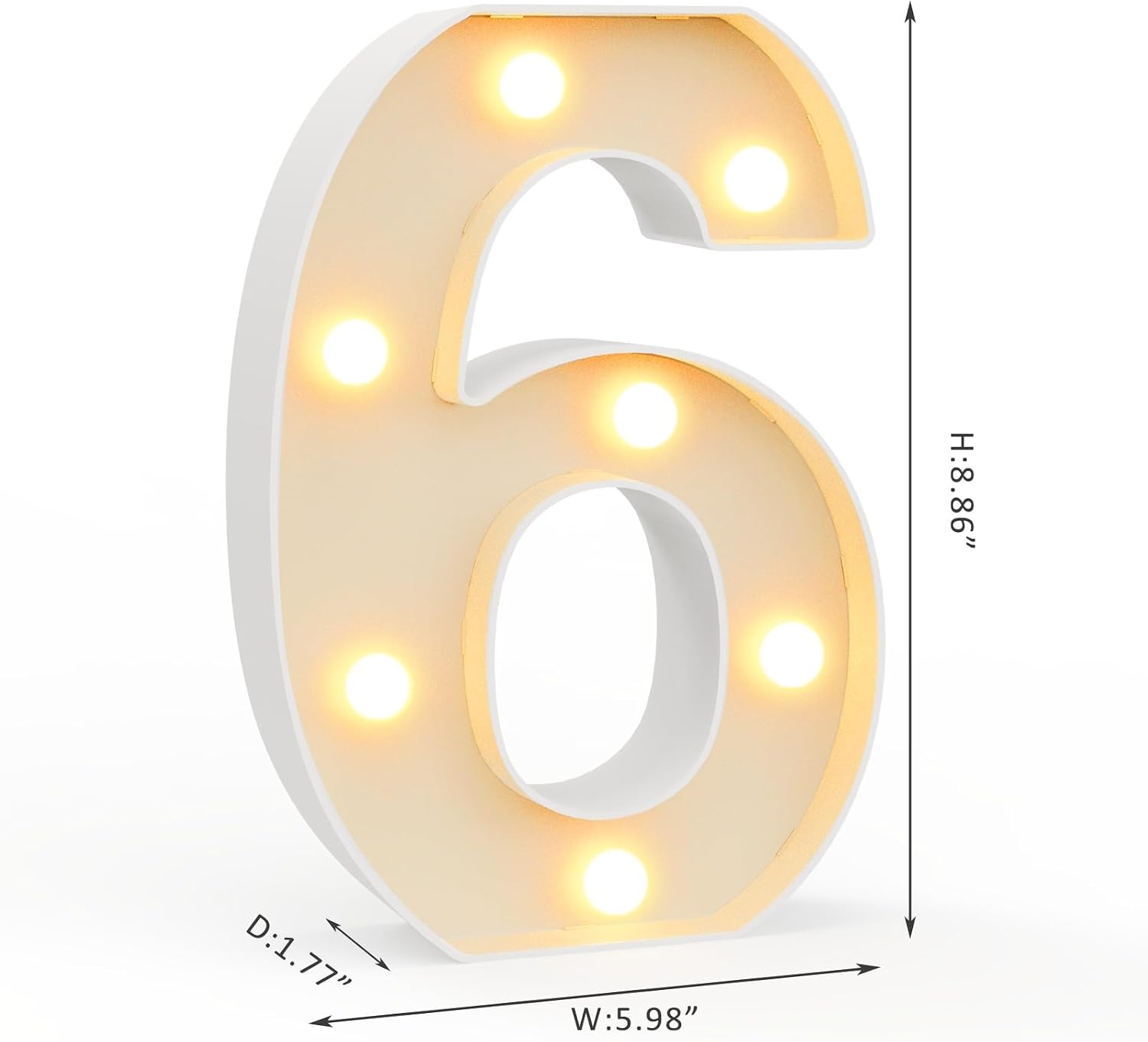 Detalle de Ledido LED Light Up Marquee Number Sign (60) with Cool & Warm Glow