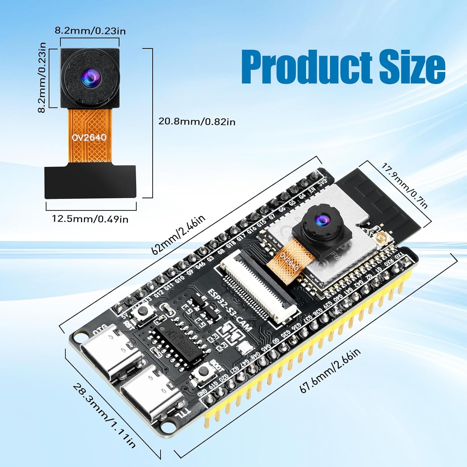 Thumbnail 2 de diymore ESP32-CAM Development Board für ESP32-S3 (WiFi/Bluetooth, Dual-Core, TF-Kartenmodul)