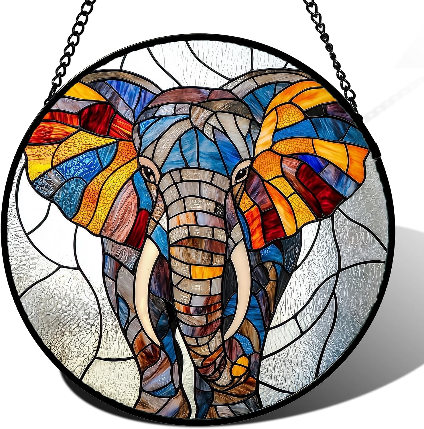 Detalle de AMDERVEN Elephant Glass Sun Catcher, 7.8-Inch Window Hanging