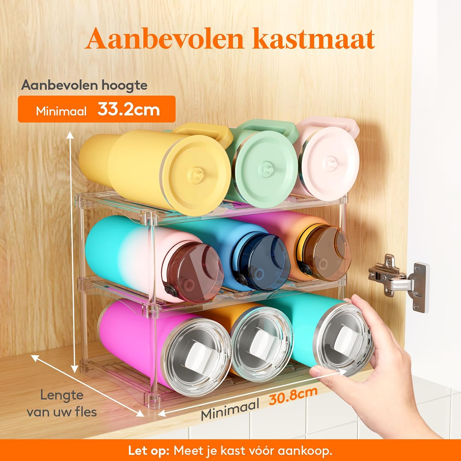 Detalle 2 de Lifewit 25073 flessenrek, stapelbaar voor 9 flessen, transparant kunststof
