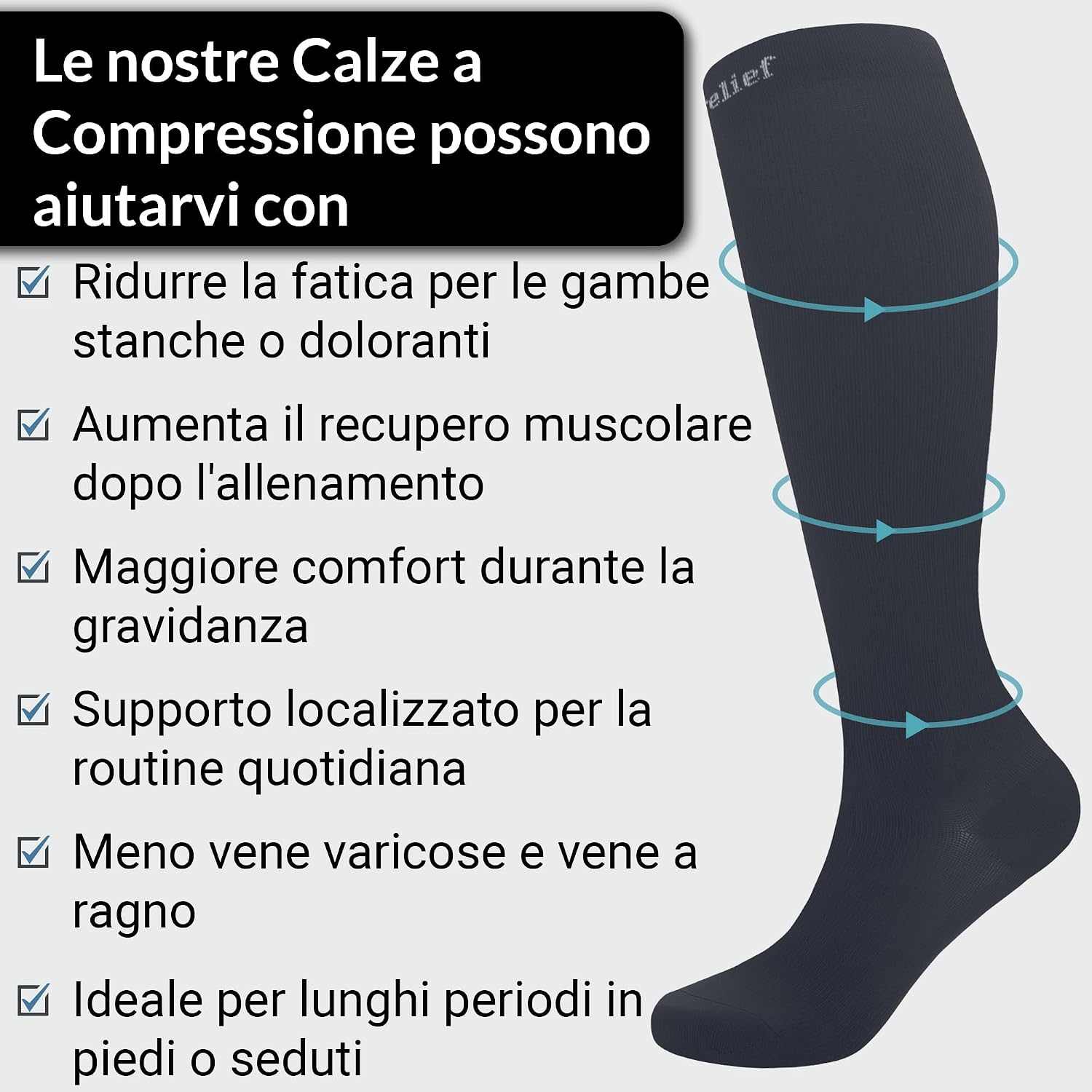 Thumbnail 5 de 360 Relief calze compressive 15-20 mmHg L/XL