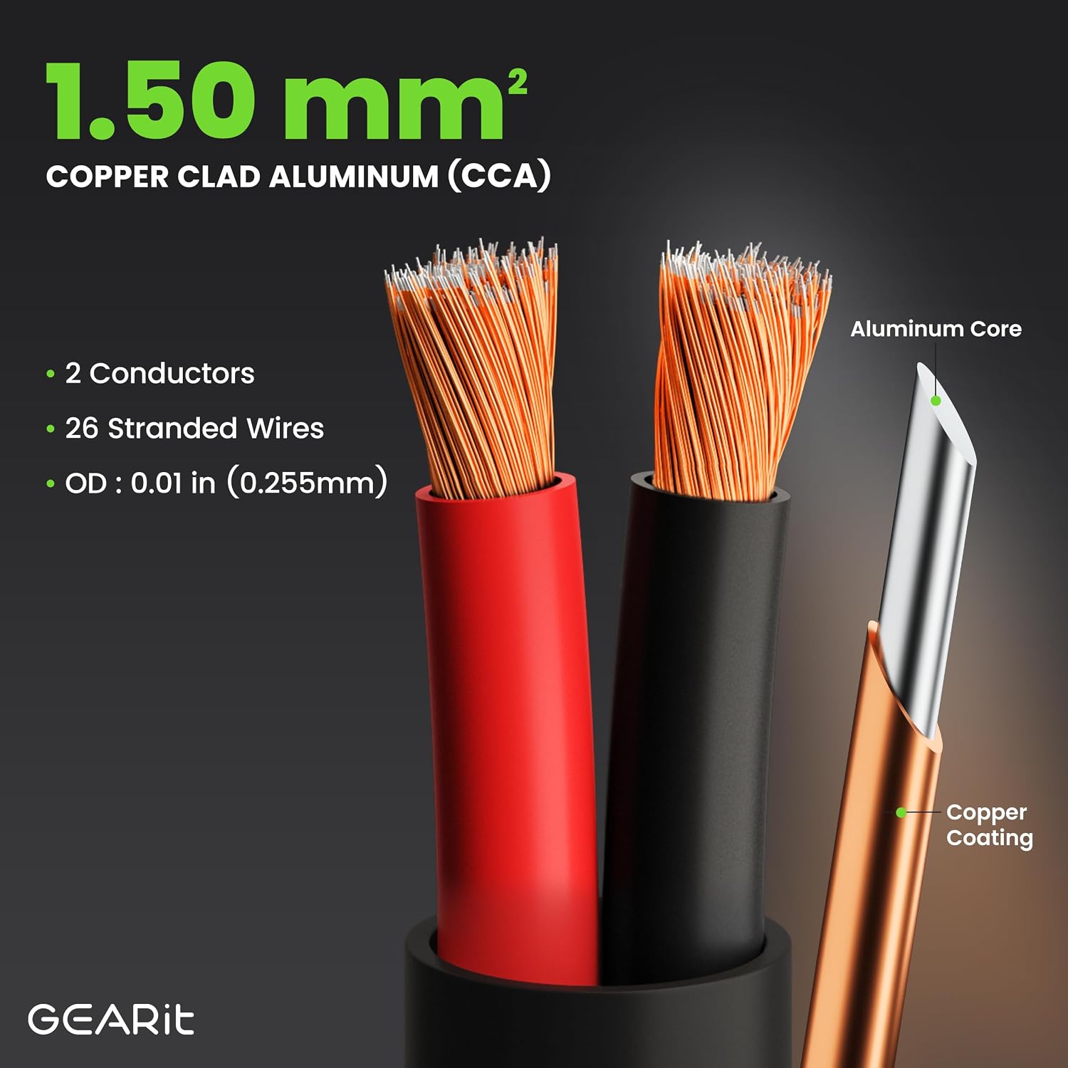 Thumbnail 2 de GEARit 2x1.5mm² CL3 In-Wall Speaker Cable (16 AWG, 50m) – Suitable for Home Cinema, Outdoor Direct Burial, Garden Speakers and Car Audio